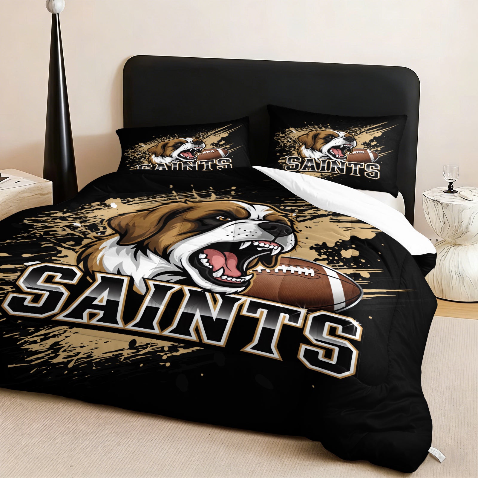 New Orleans Saints Comforter Pillowcase Sets Blanket All Season Reversible Quilted Duvet