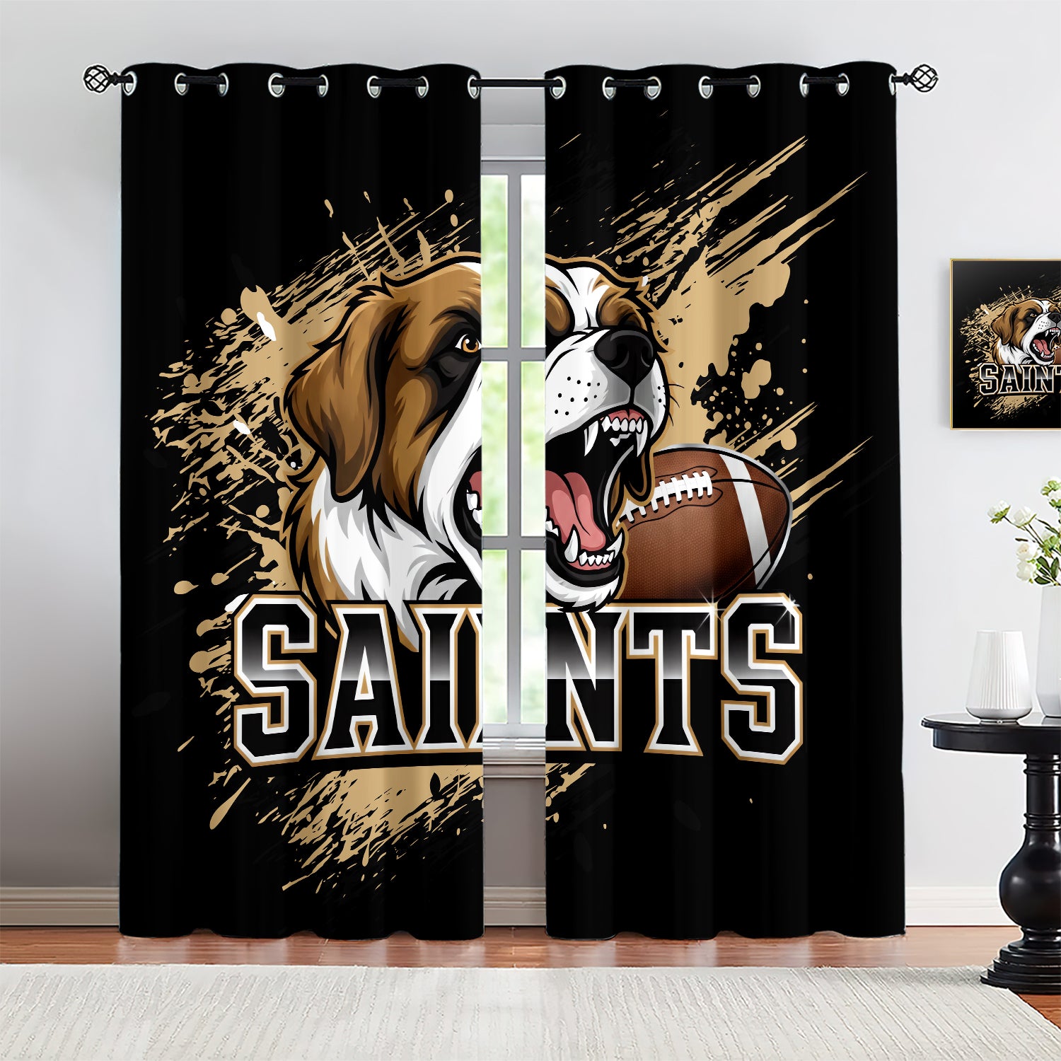 New Orleans Saints Blackout Curtains Drapes For Window Treatment Set