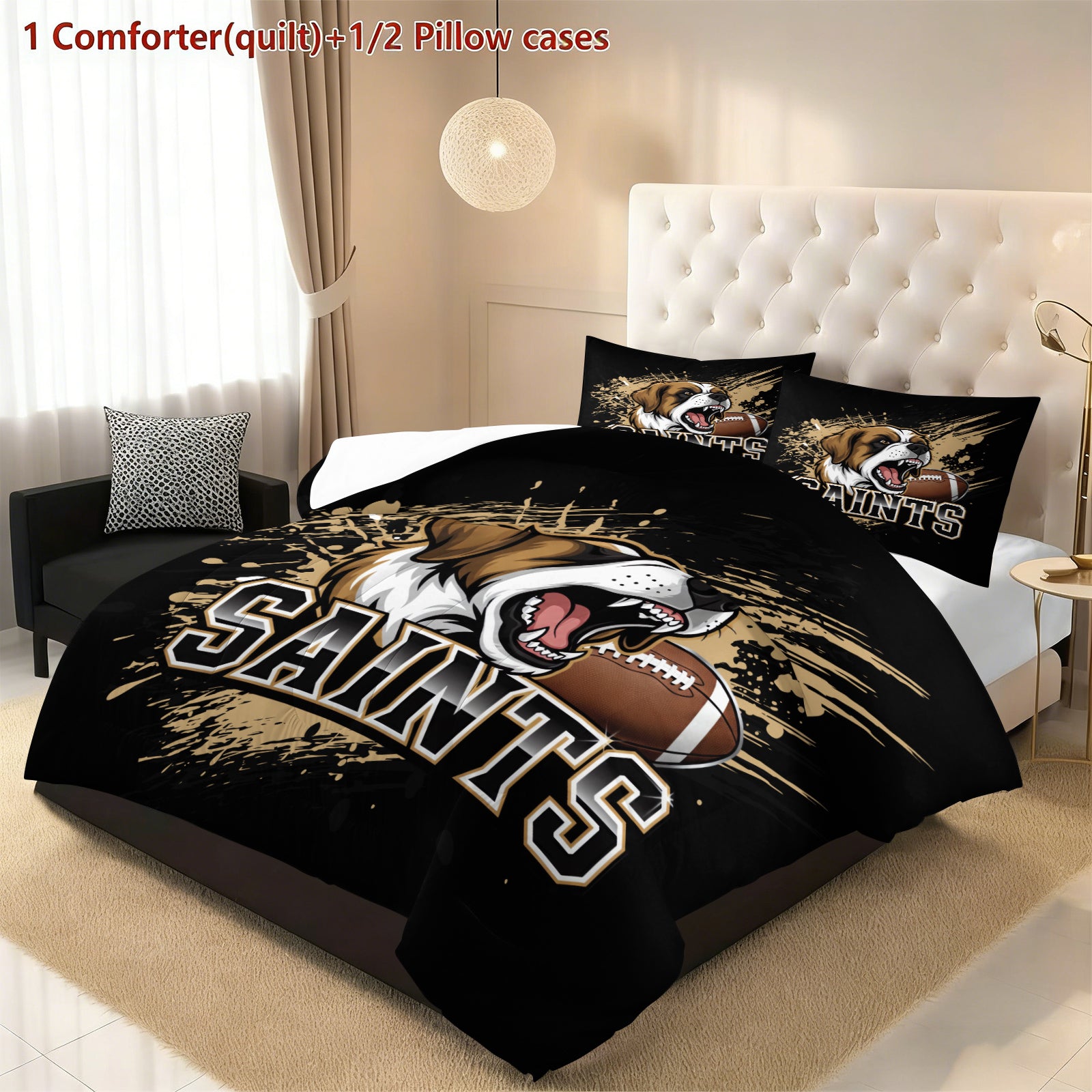 New Orleans Saints Comforter Pillowcase Sets Blanket All Season Reversible Quilted Duvet