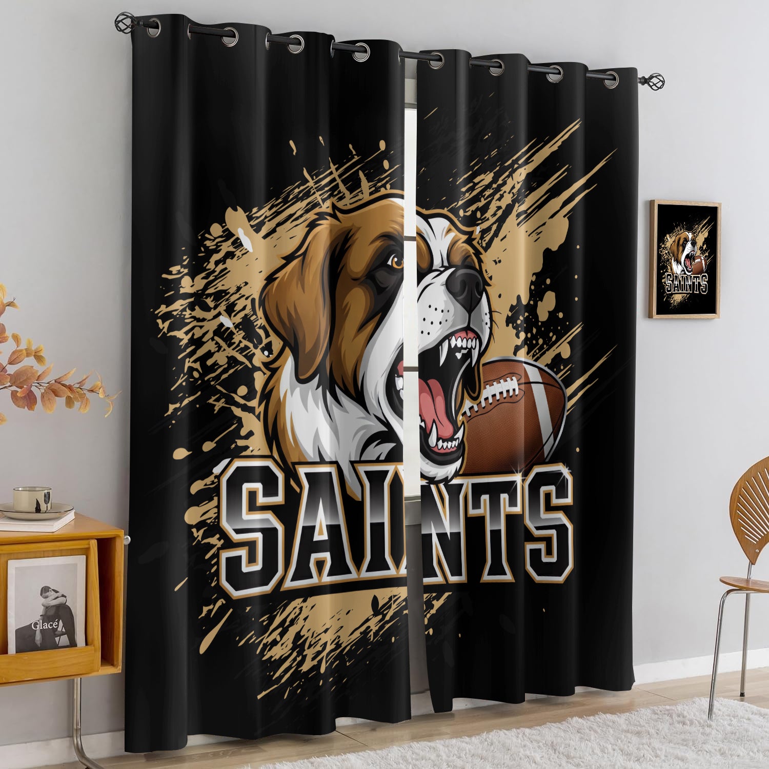New Orleans Saints Blackout Curtains Drapes For Window Treatment Set