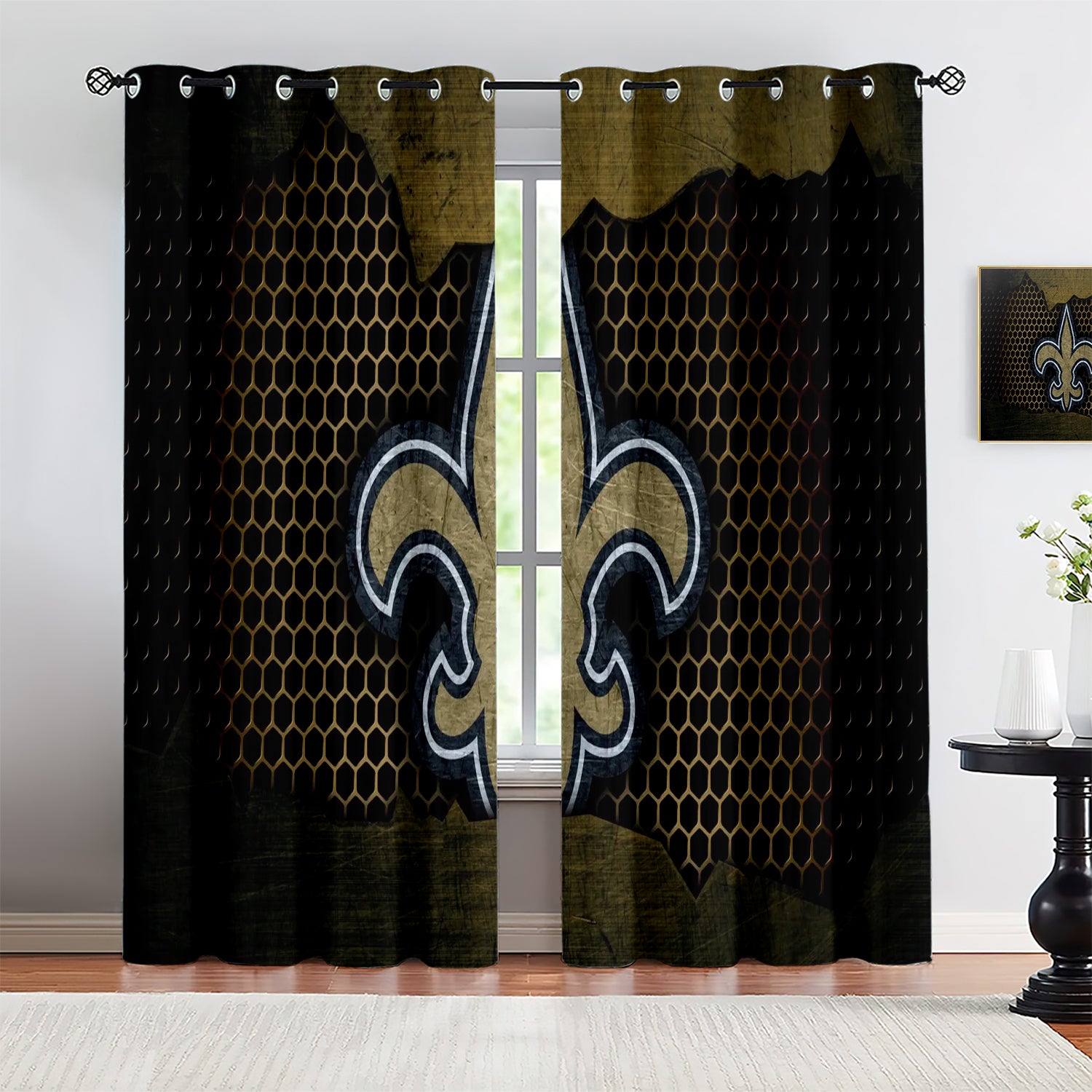 New Orleans Saints Blackout Curtains Drapes For Window Treatment Set