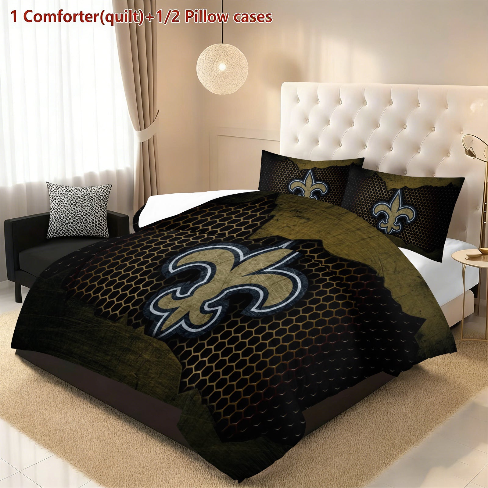 New Orleans Saints Comforter Pillowcase Sets Blanket All Season Reversible Quilted Duvet