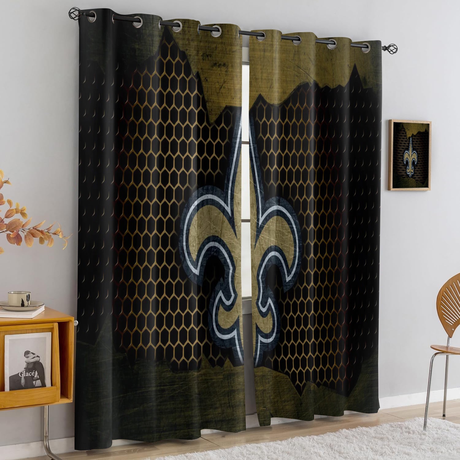 New Orleans Saints Blackout Curtains Drapes For Window Treatment Set