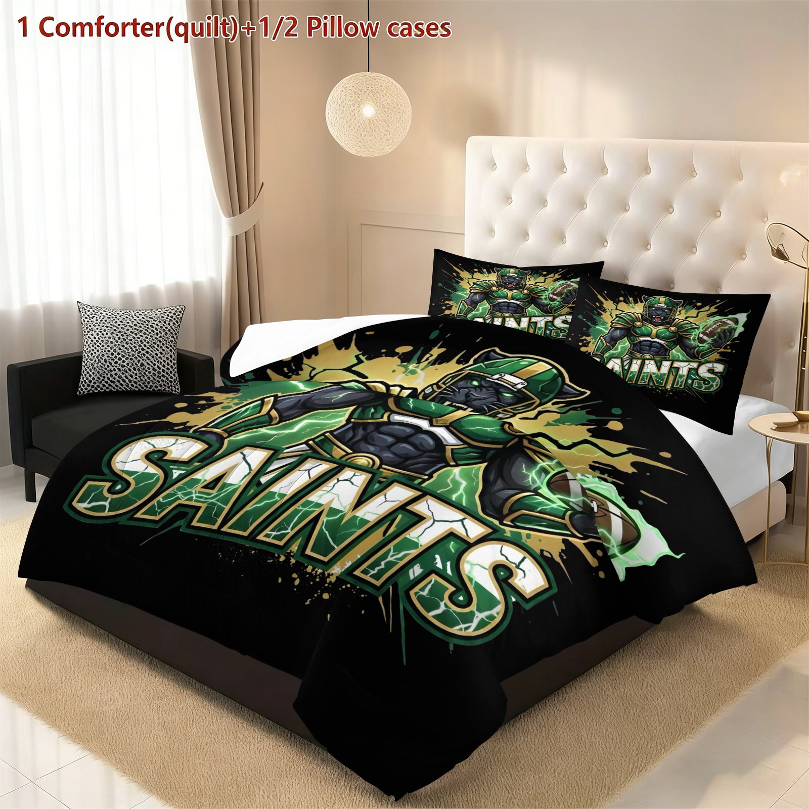 New Orleans Saints Comforter Pillowcase Sets Blanket All Season Reversible Quilted Duvet