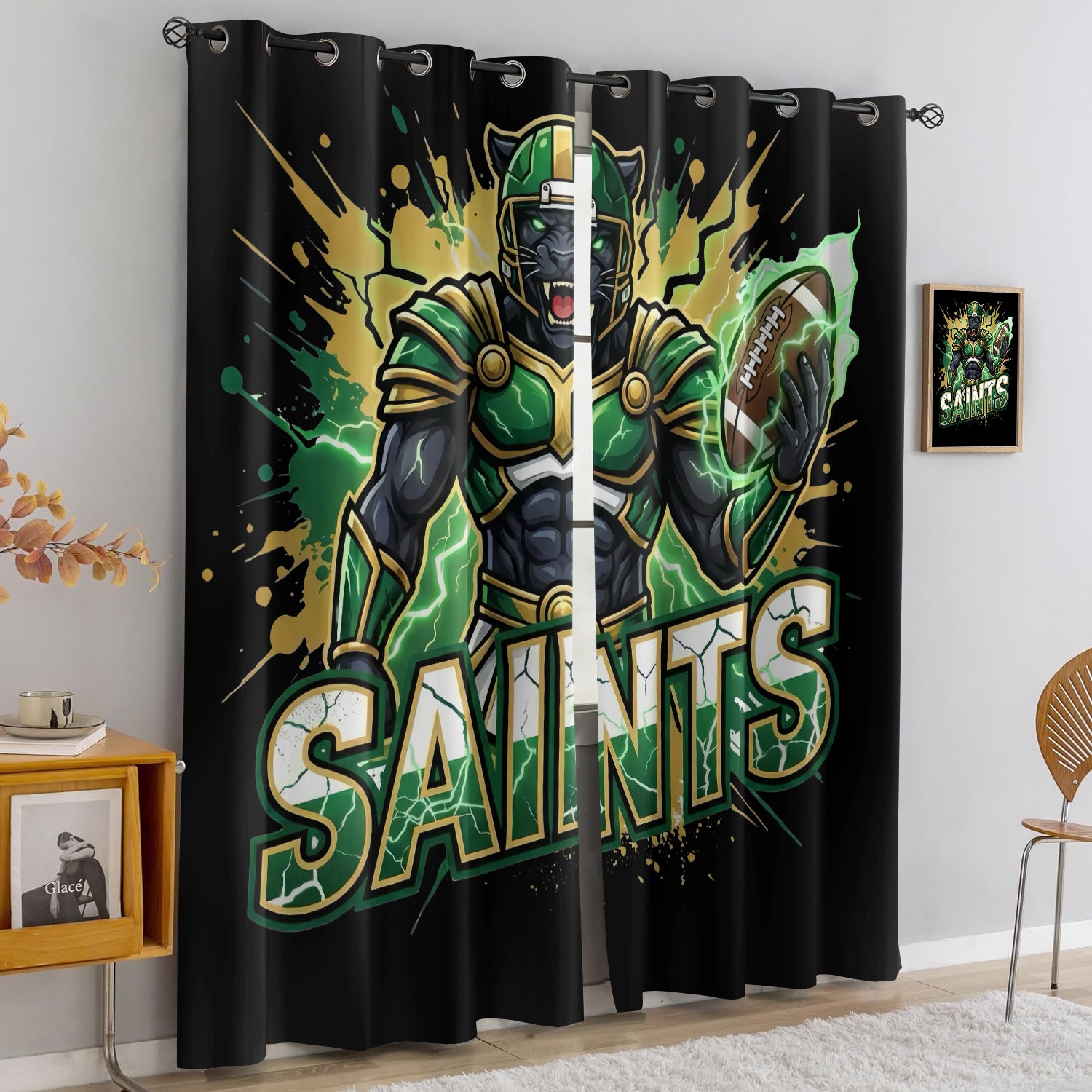 New Orleans Saints Blackout Curtains Drapes For Window Treatment Set