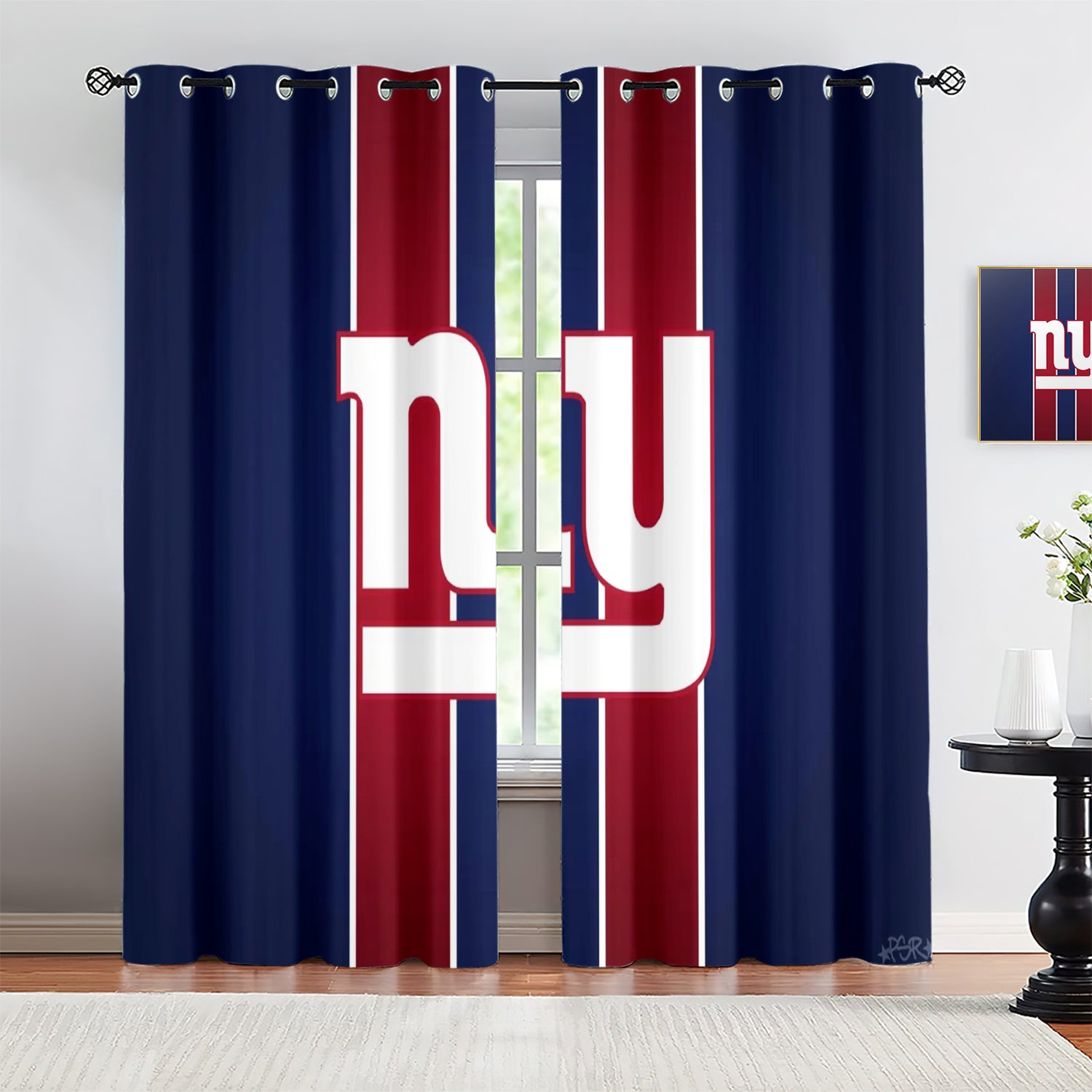 New York Giants Blackout Curtains Drapes For Window Treatment Set