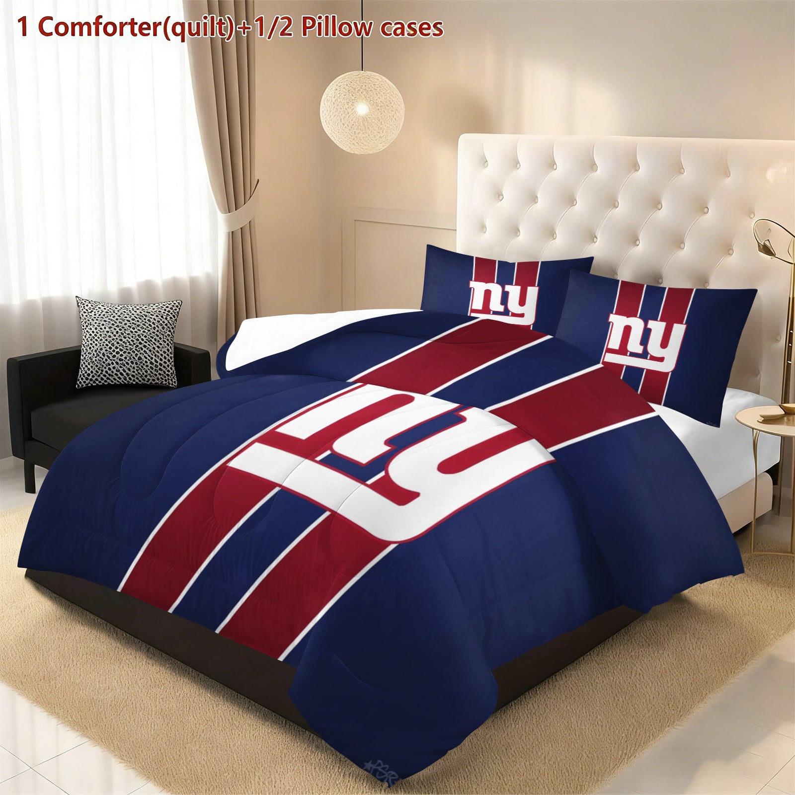 New York Giants Comforter Pillowcase Sets Blanket All Season Reversible Quilted Duvet