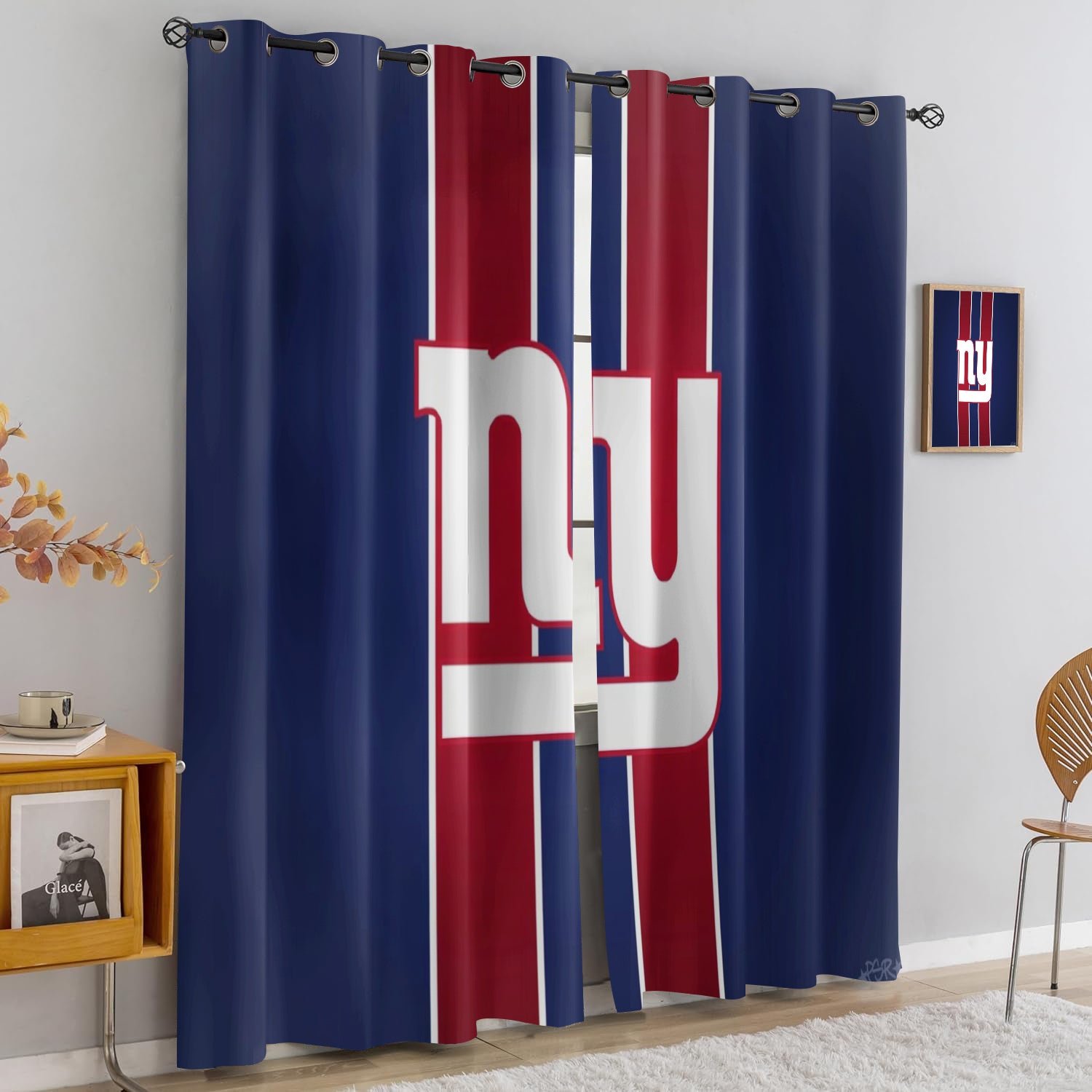 New York Giants Blackout Curtains Drapes For Window Treatment Set