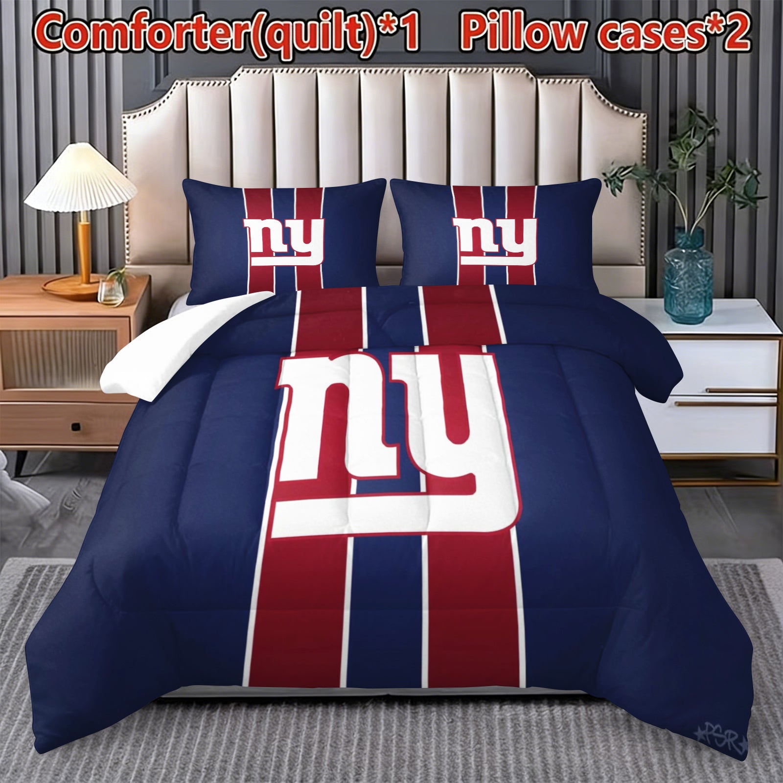 New York Giants Comforter Pillowcase Sets Blanket All Season Reversible Quilted Duvet
