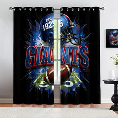 New York Giants Blackout Curtains Drapes For Window Treatment Set