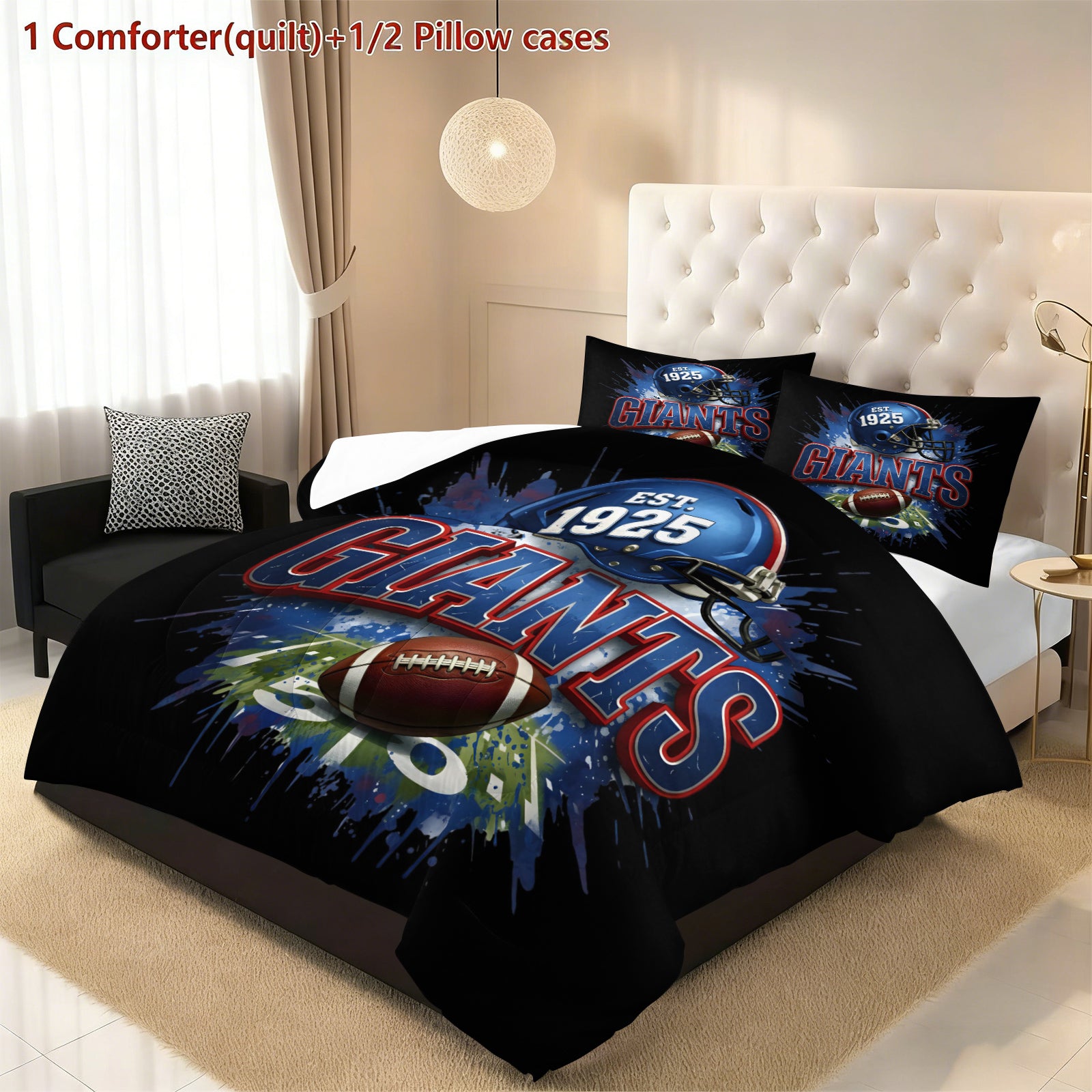 New York Giants Comforter Pillowcase Sets Blanket All Season Reversible Quilted Duvet