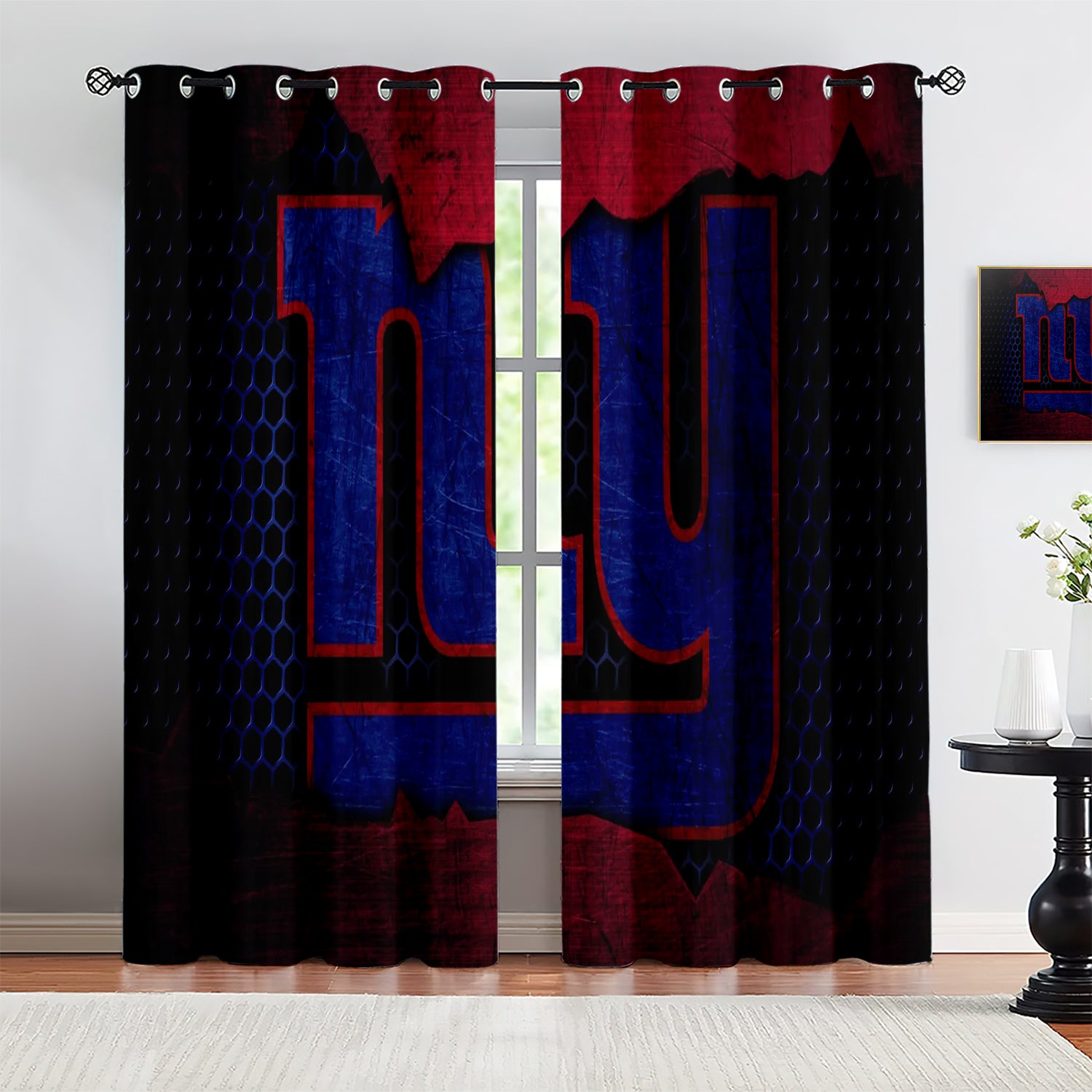 New York Giants Blackout Curtains Drapes For Window Treatment Set