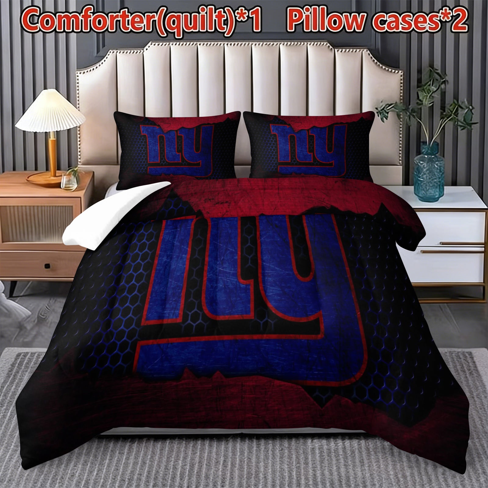 New York Giants Comforter Pillowcase Sets Blanket All Season Reversible Quilted Duvet