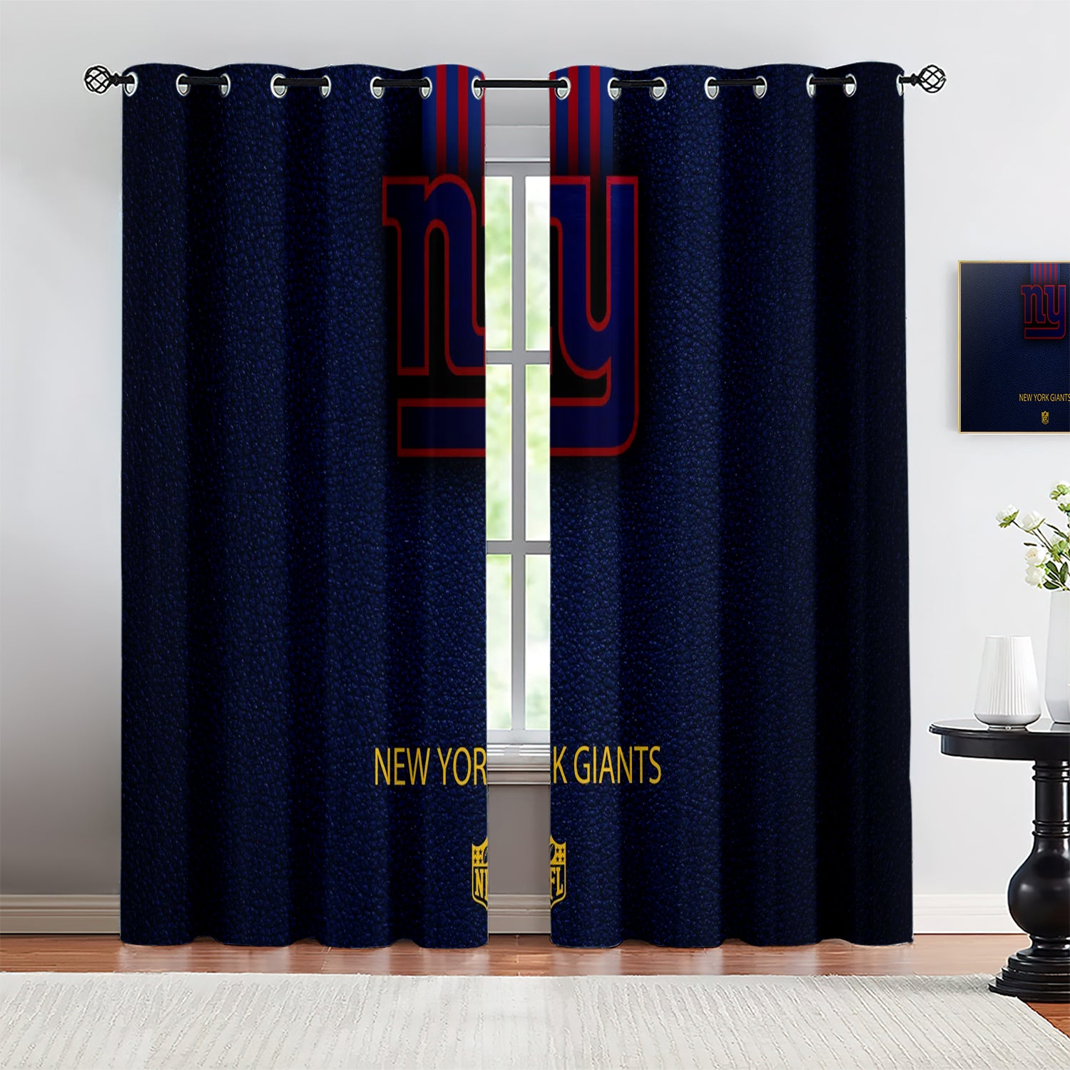 New York Giants Blackout Curtains Drapes For Window Treatment Set