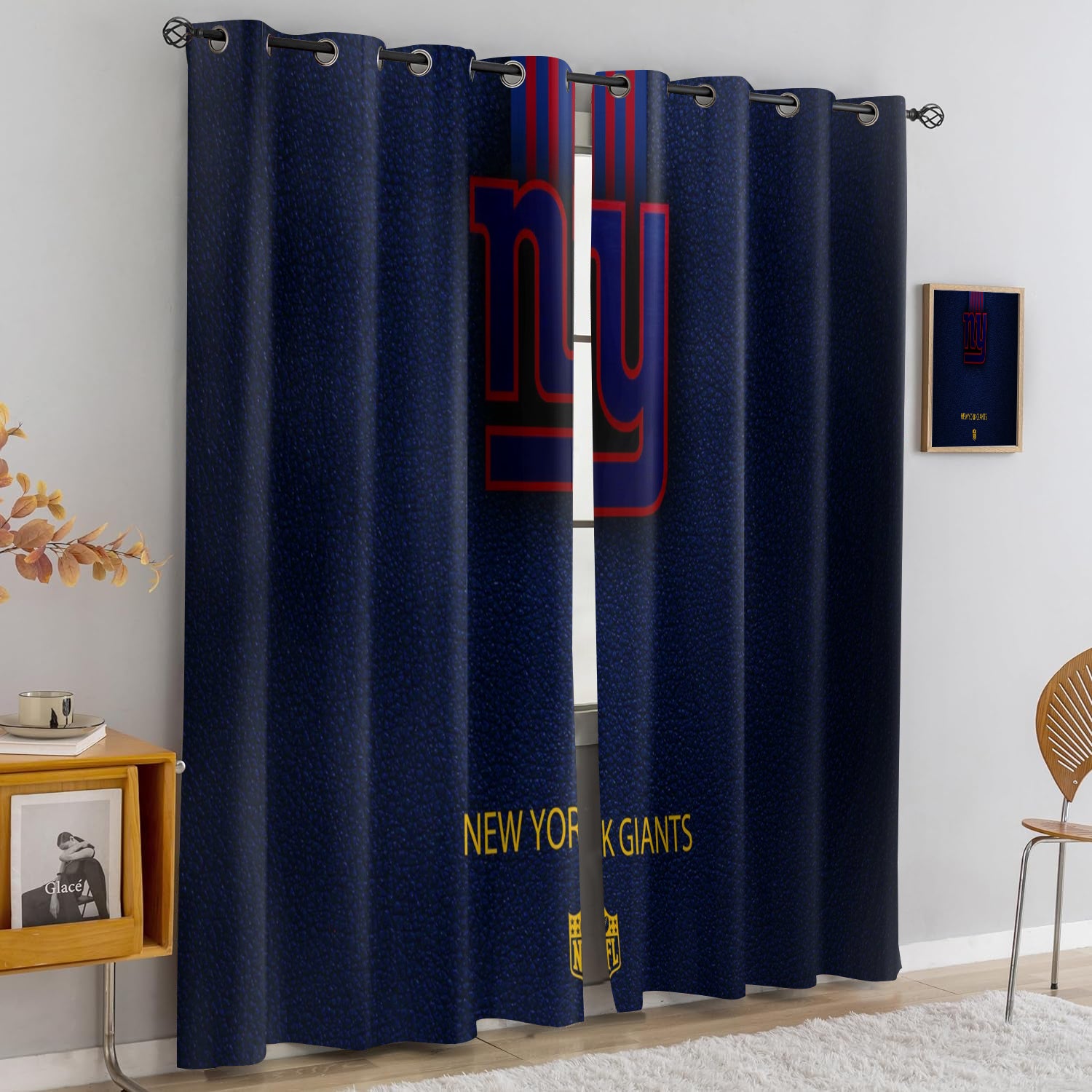 New York Giants Blackout Curtains Drapes For Window Treatment Set