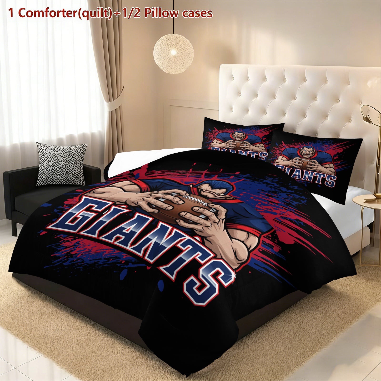 New York Giants Comforter Pillowcase Sets Blanket All Season Reversible Quilted Duvet