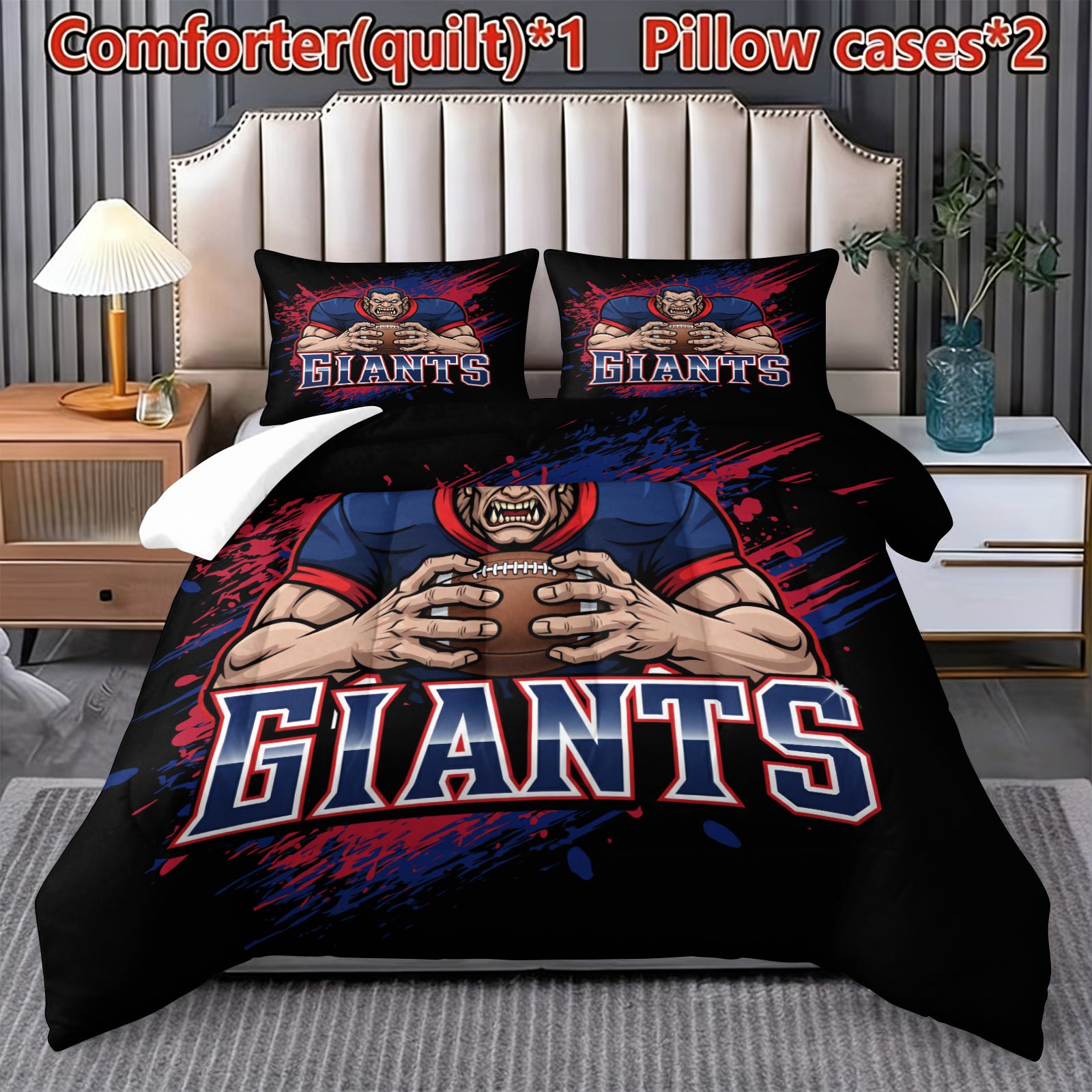 New York Giants Comforter Pillowcase Sets Blanket All Season Reversible Quilted Duvet