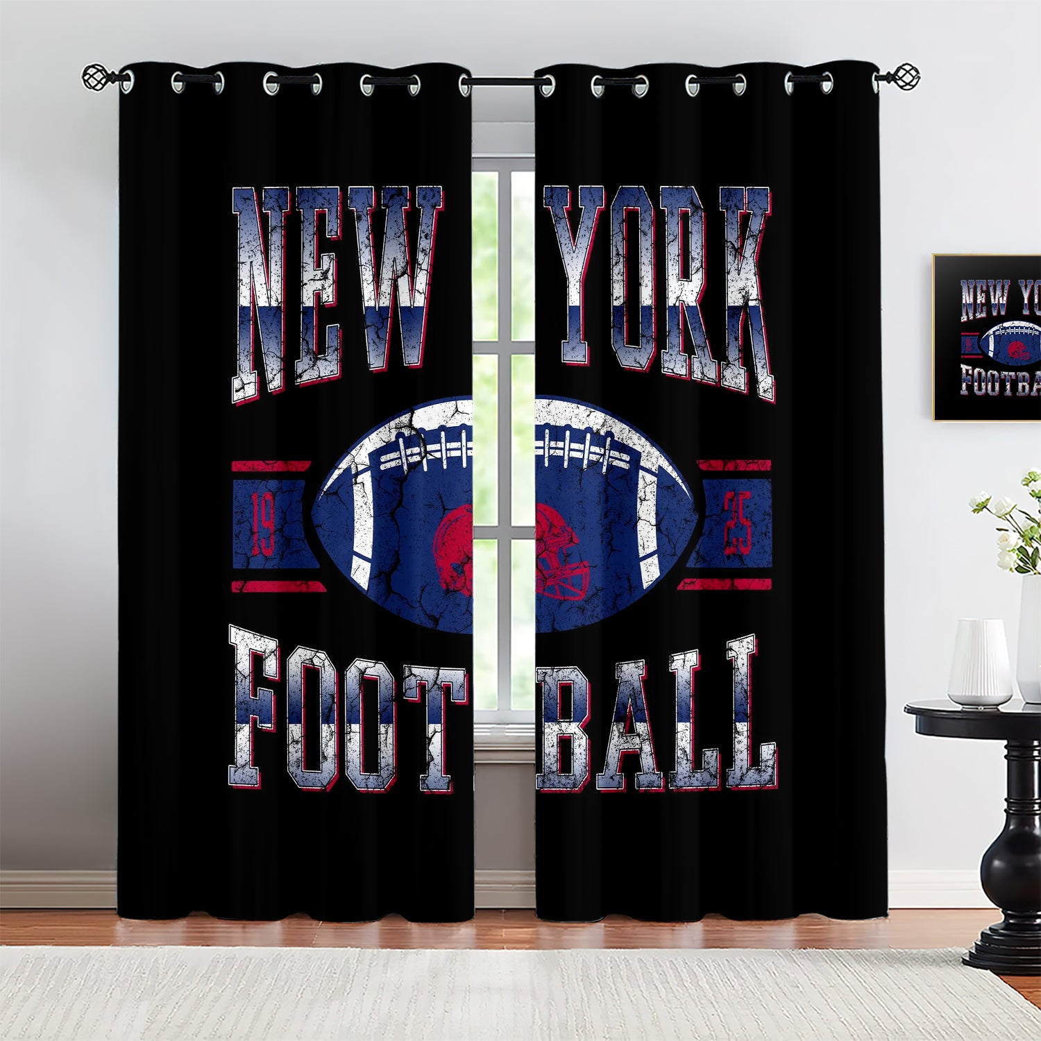 New York Giants Blackout Curtains Drapes For Window Treatment Set