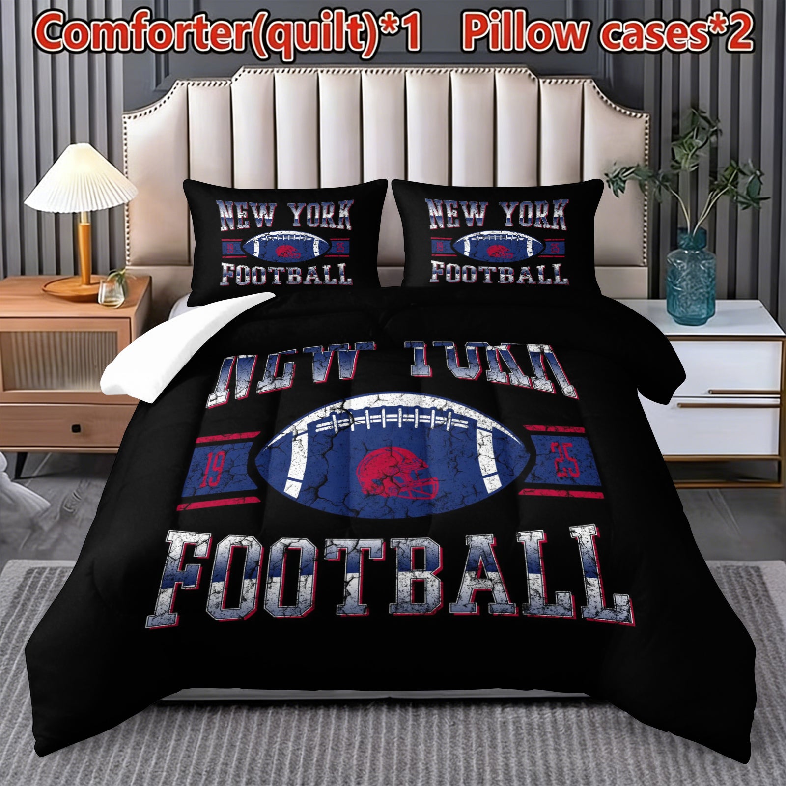 New York Giants Comforter Pillowcase Sets Blanket All Season Reversible Quilted Duvet