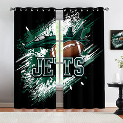 New York Jets Blackout Curtains Drapes For Window Treatment Set
