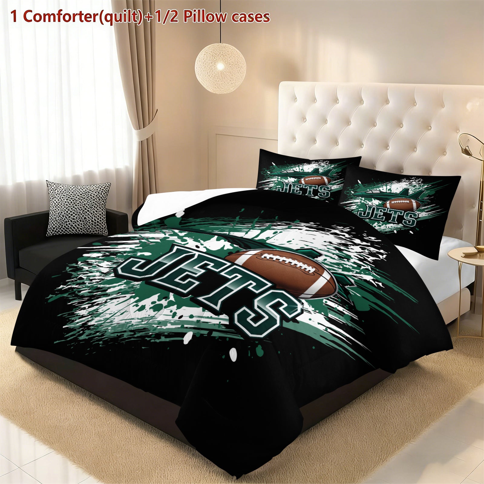 New York Jets Comforter Pillowcase Sets Blanket All Season Reversible Quilted Duvet