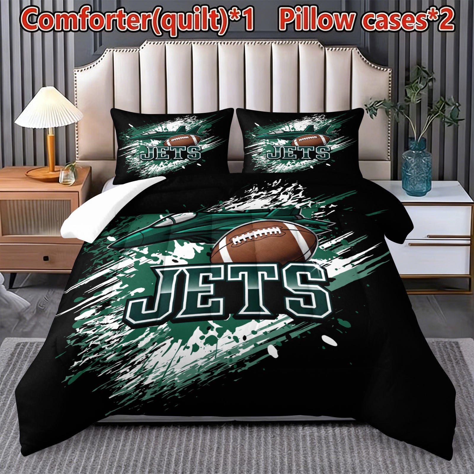 New York Jets Comforter Pillowcase Sets Blanket All Season Reversible Quilted Duvet