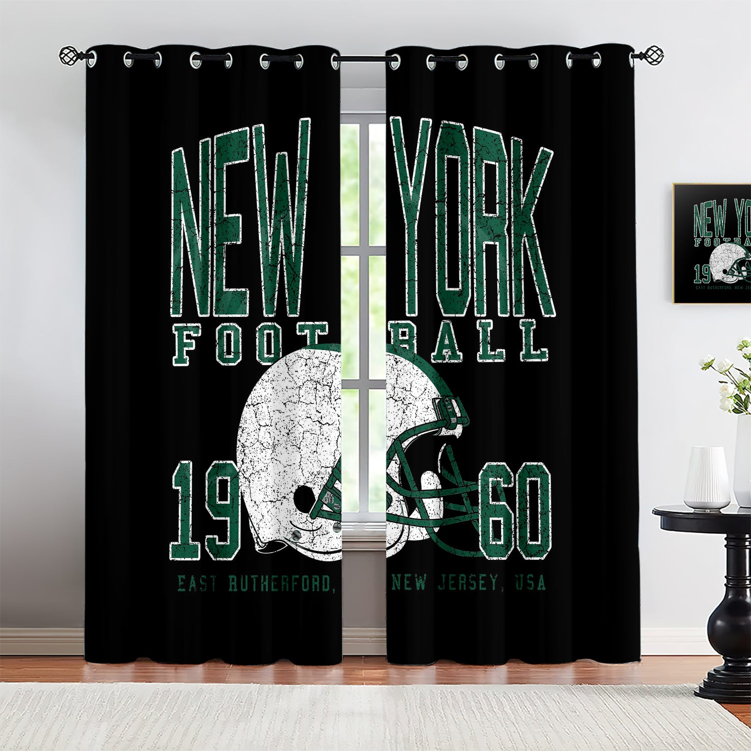 New York Jets Blackout Curtains Drapes For Window Treatment Set