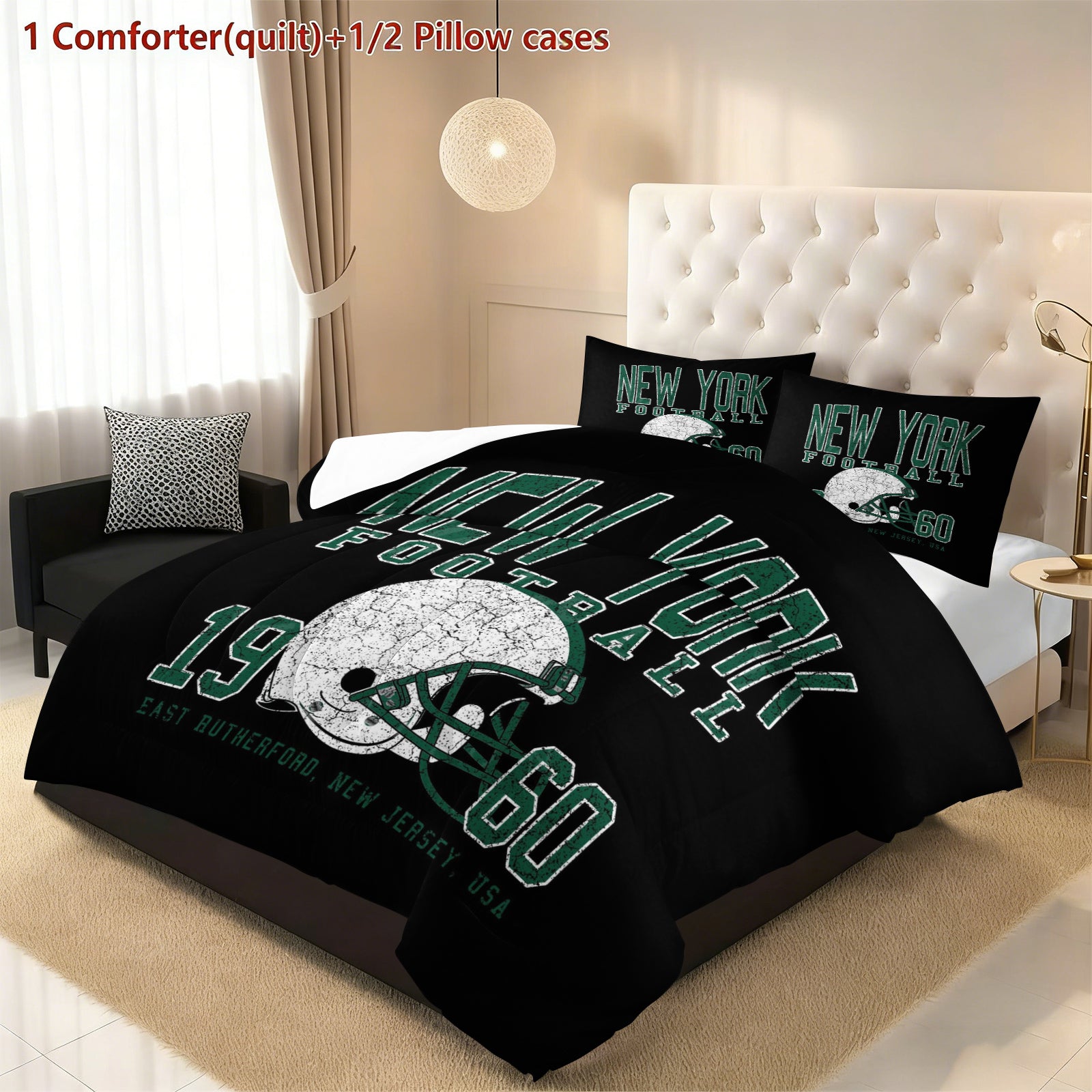 New York Jets Comforter Pillowcase Sets Blanket All Season Reversible Quilted Duvet