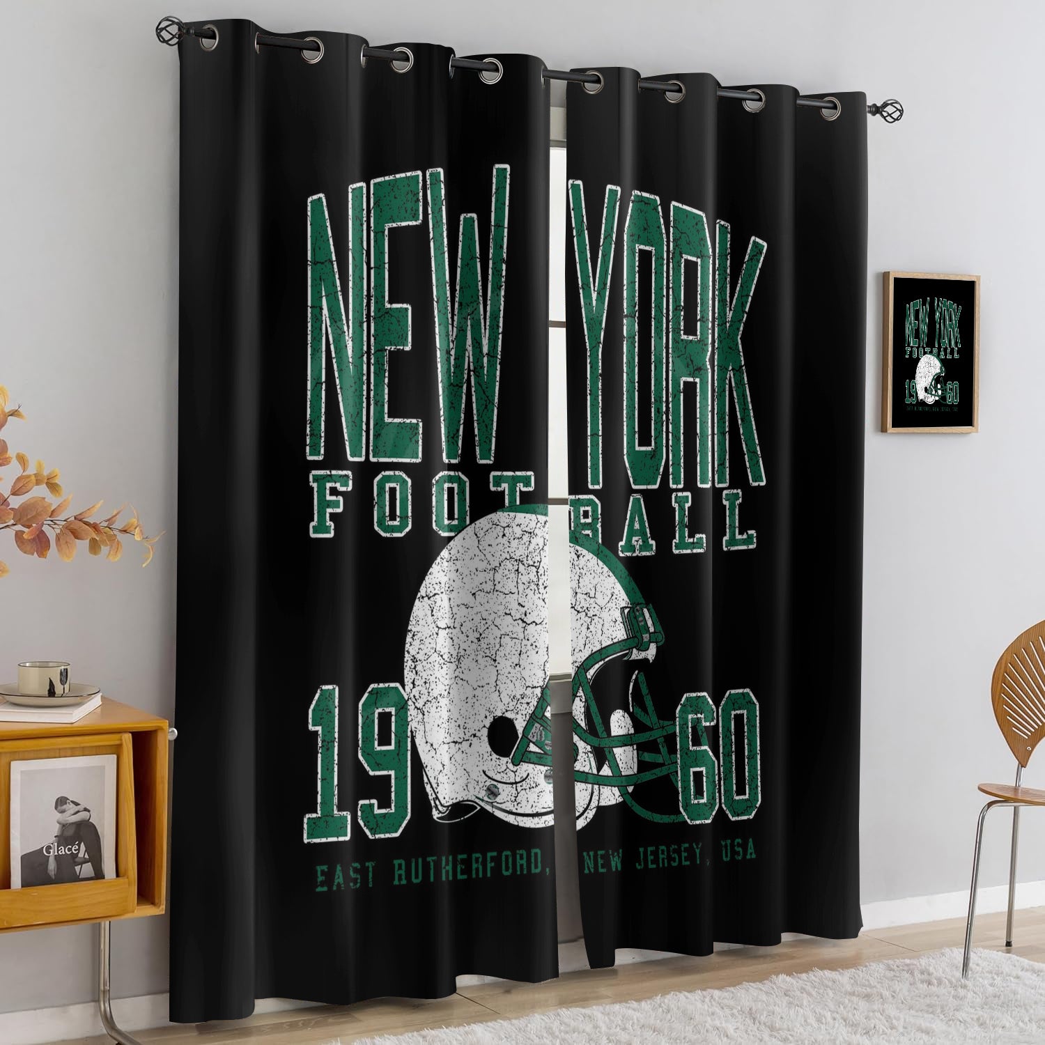 New York Jets Blackout Curtains Drapes For Window Treatment Set