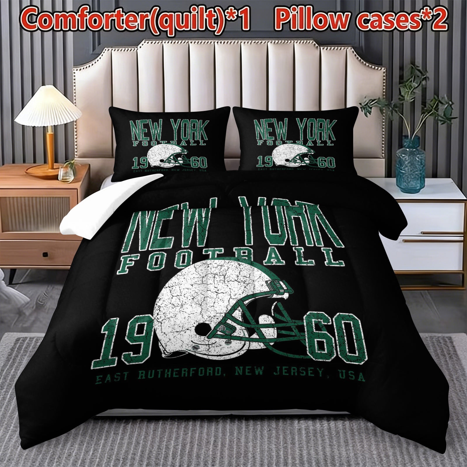 New York Jets Comforter Pillowcase Sets Blanket All Season Reversible Quilted Duvet