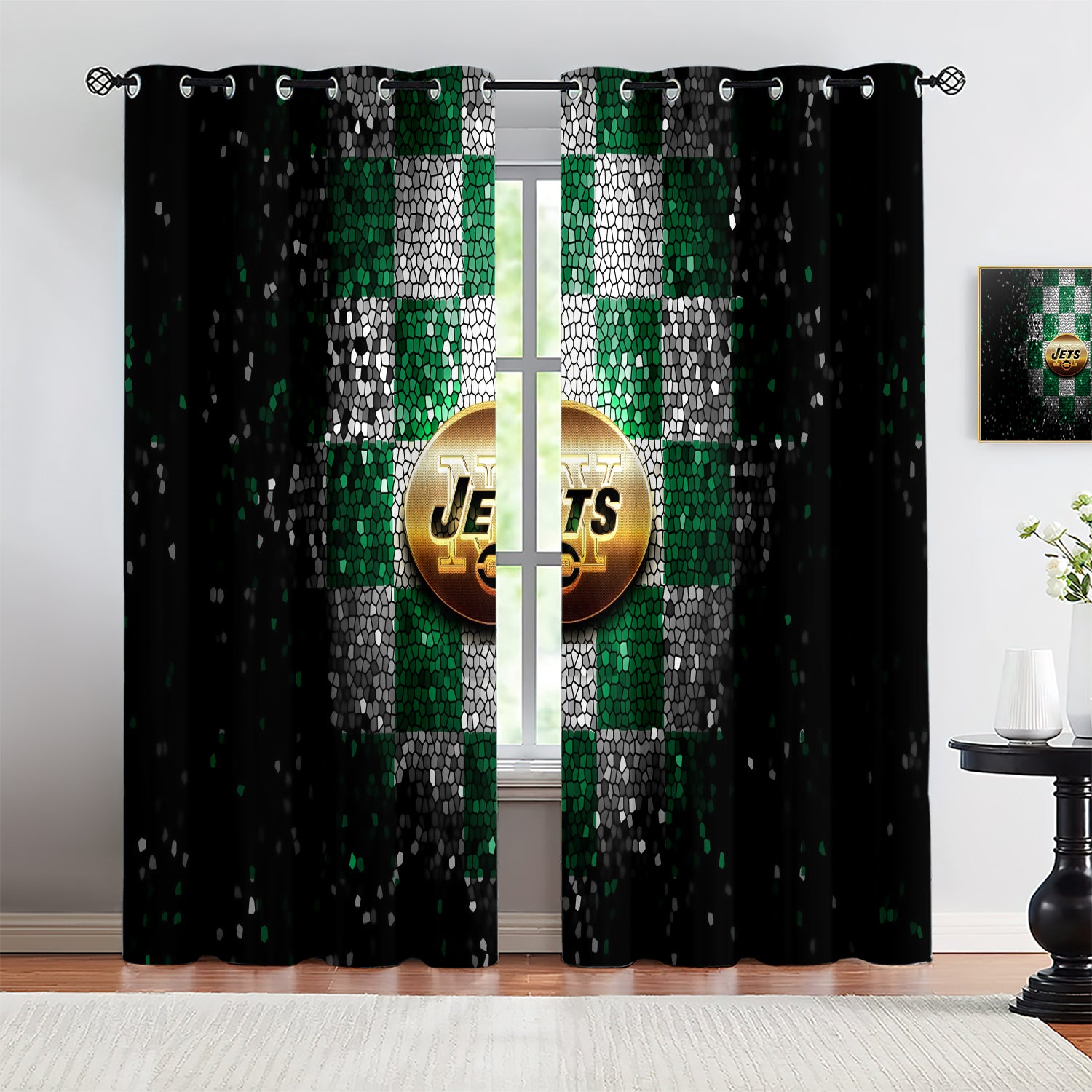 New York Jets Blackout Curtains Drapes For Window Treatment Set