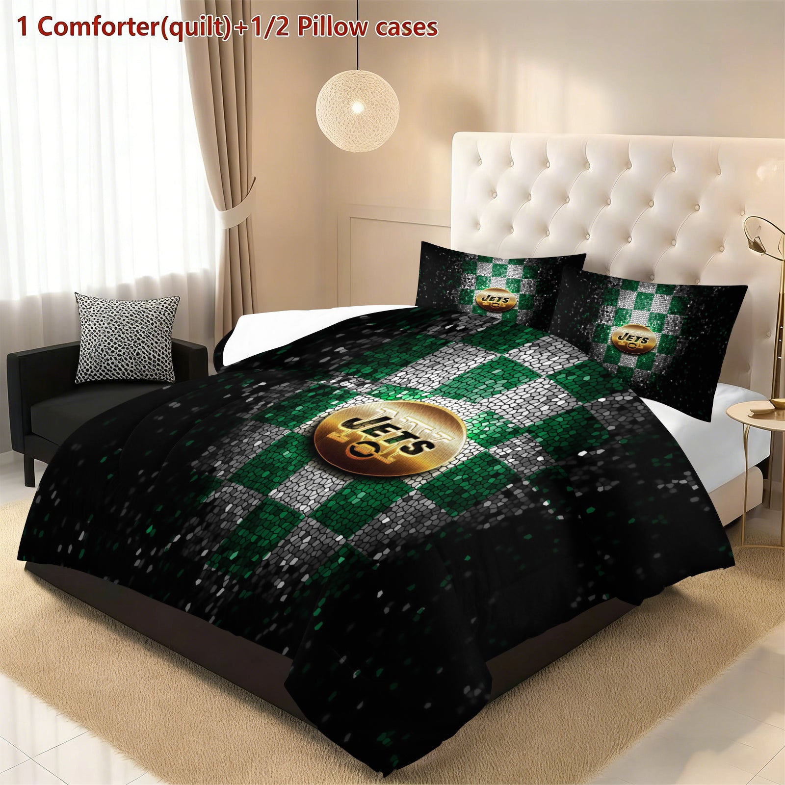 New York Jets Comforter Pillowcase Sets Blanket All Season Reversible Quilted Duvet