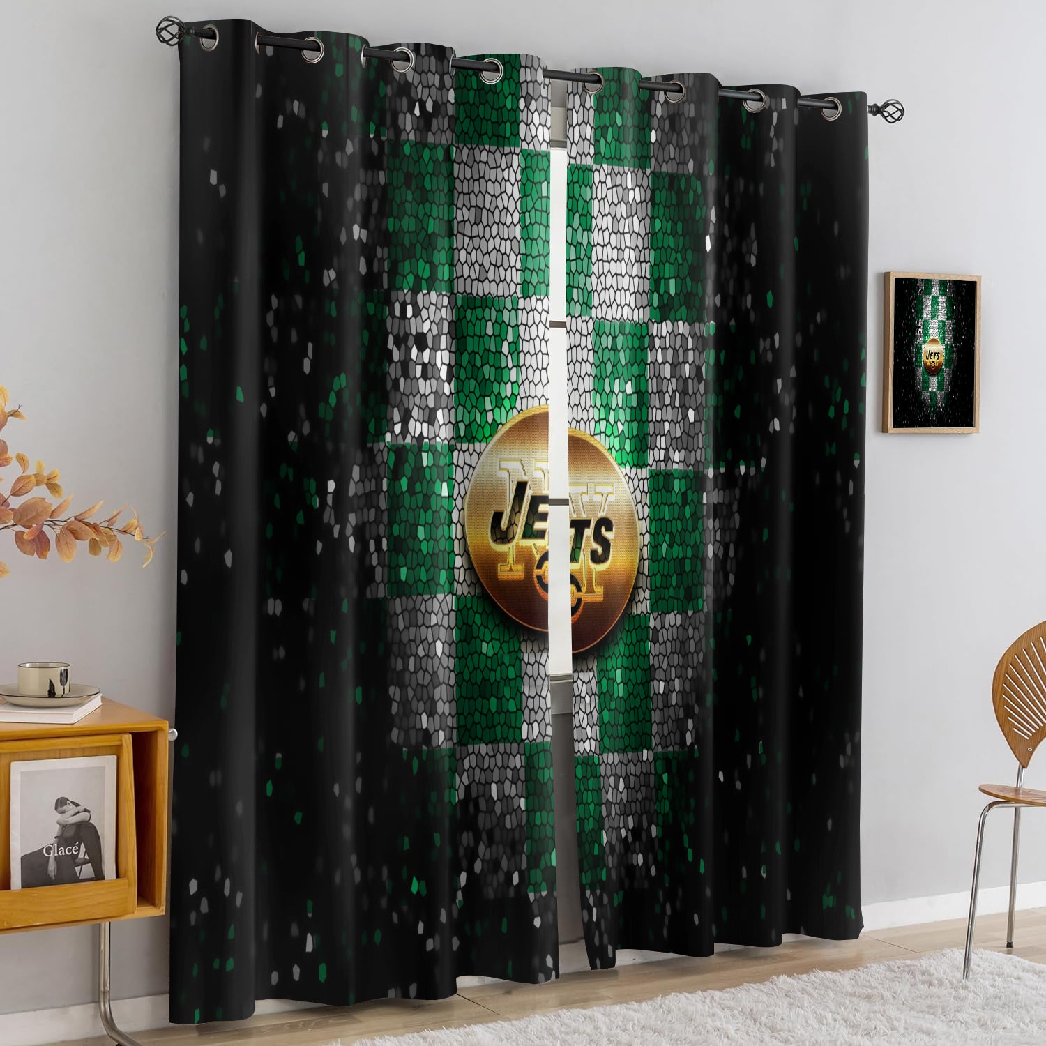 New York Jets Blackout Curtains Drapes For Window Treatment Set