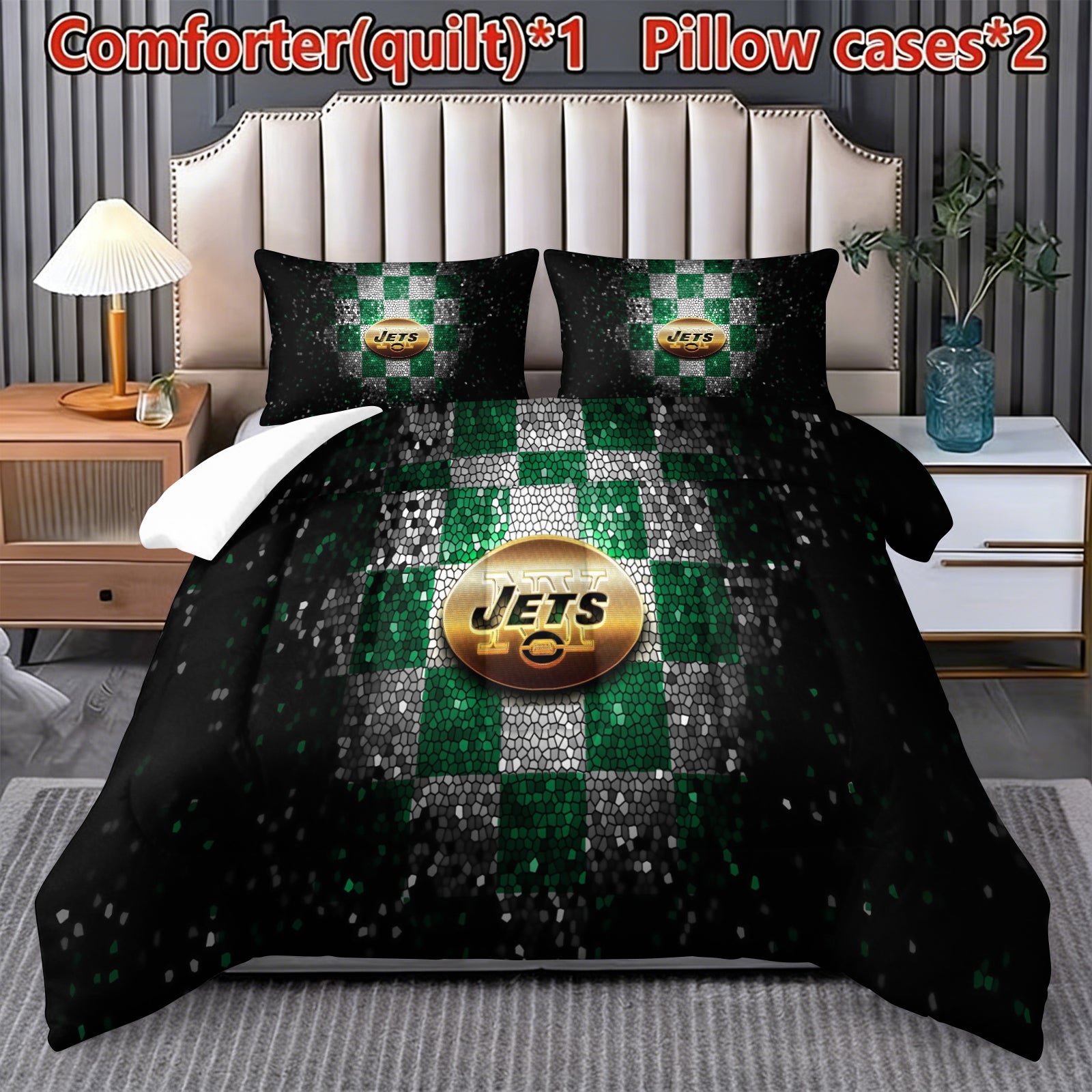 New York Jets Comforter Pillowcase Sets Blanket All Season Reversible Quilted Duvet