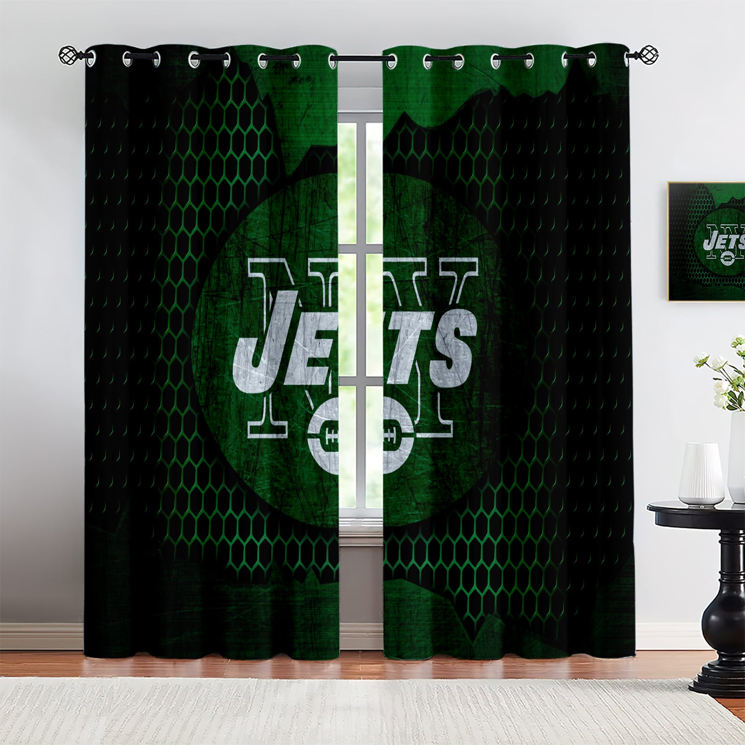 New York Jets Blackout Curtains Drapes For Window Treatment Set
