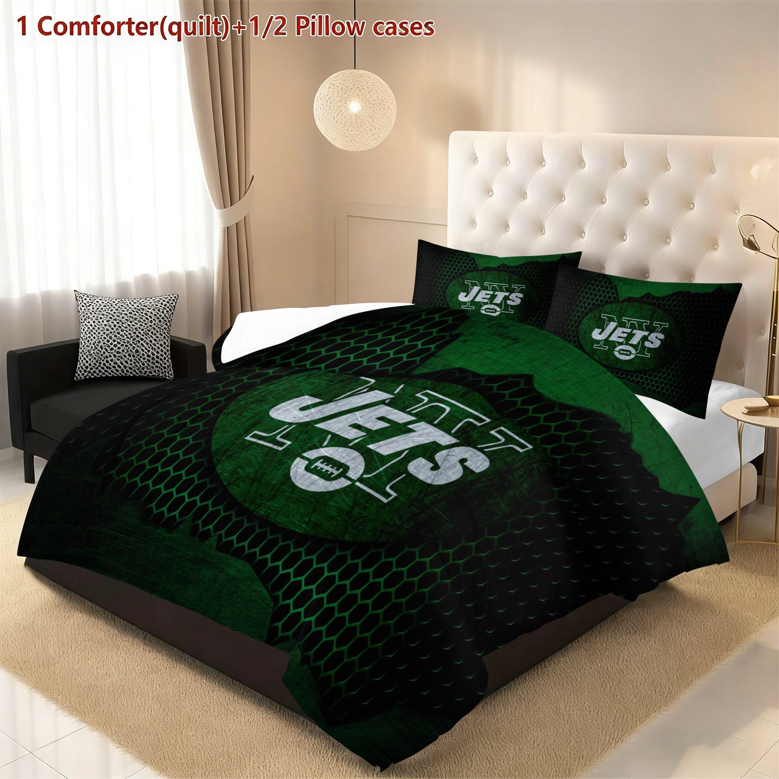 New York Jets Comforter Pillowcase Sets Blanket All Season Reversible Quilted Duvet