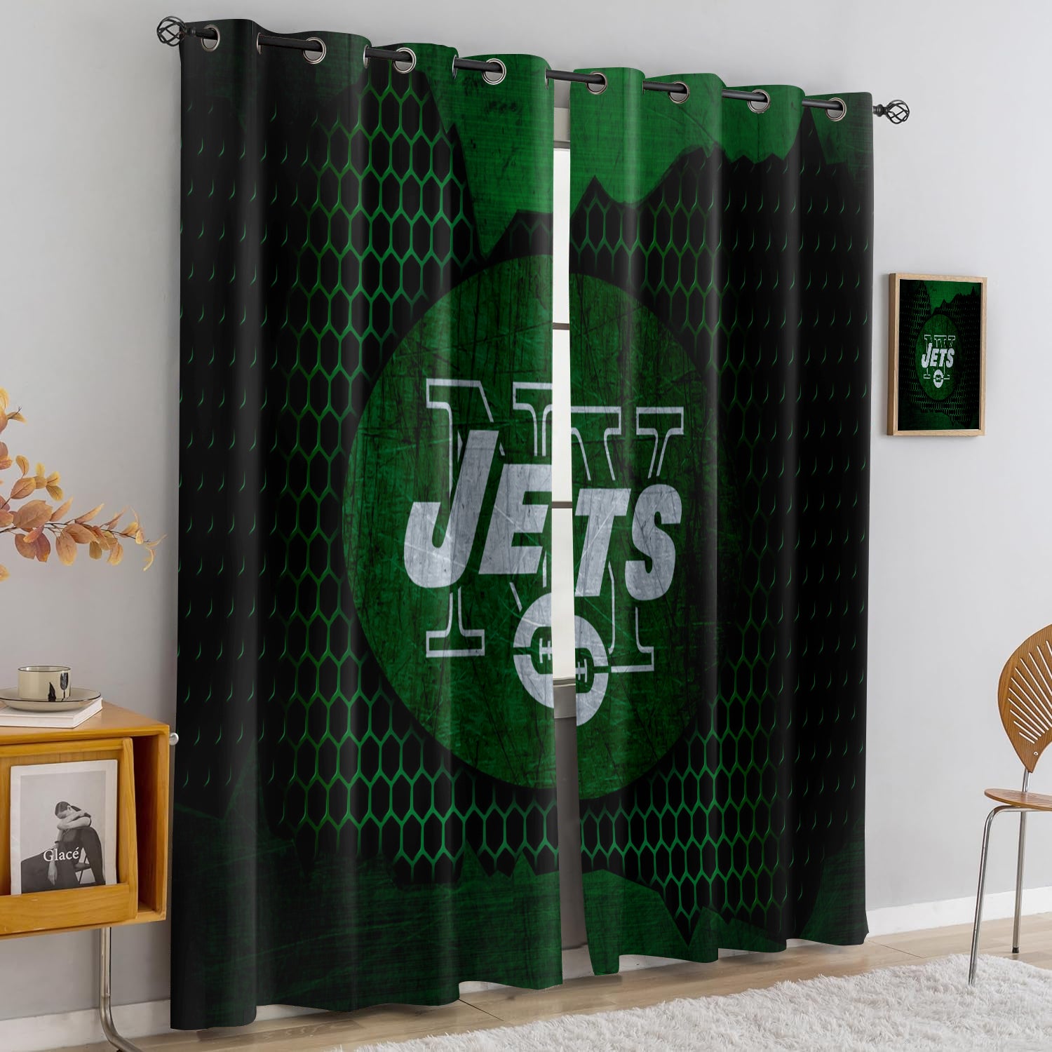 New York Jets Blackout Curtains Drapes For Window Treatment Set