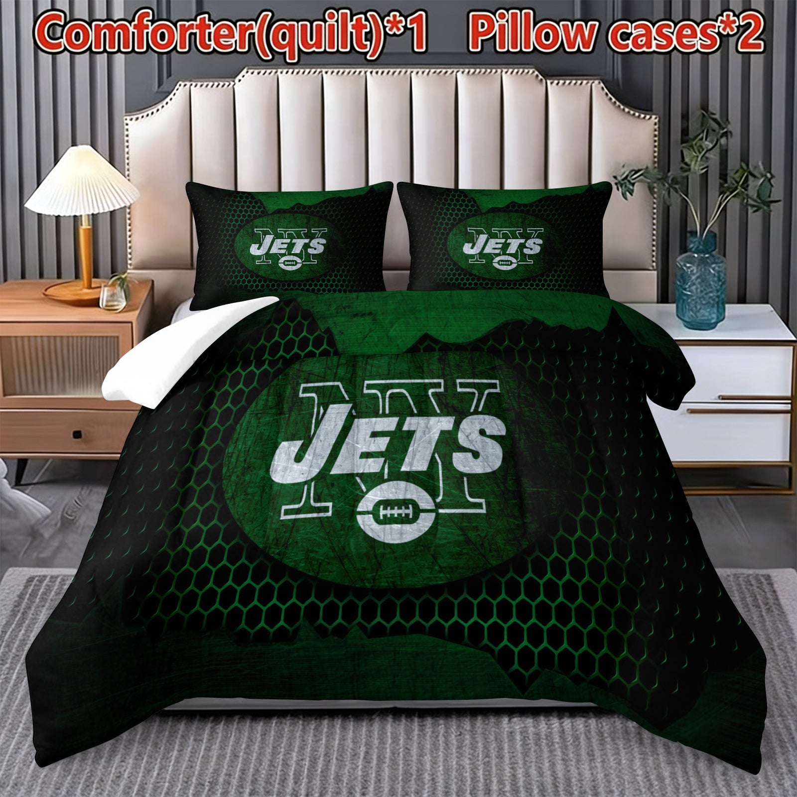 New York Jets Comforter Pillowcase Sets Blanket All Season Reversible Quilted Duvet