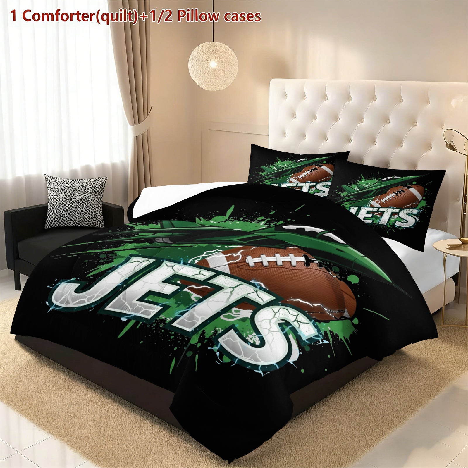New York Jets Comforter Pillowcase Sets Blanket All Season Reversible Quilted Duvet