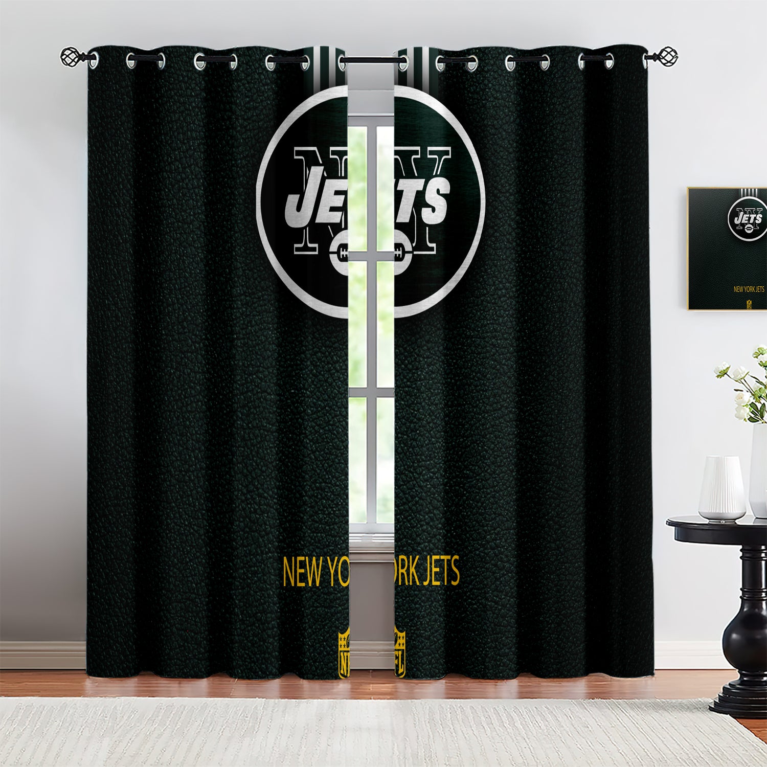 New York Jets Blackout Curtains Drapes For Window Treatment Set