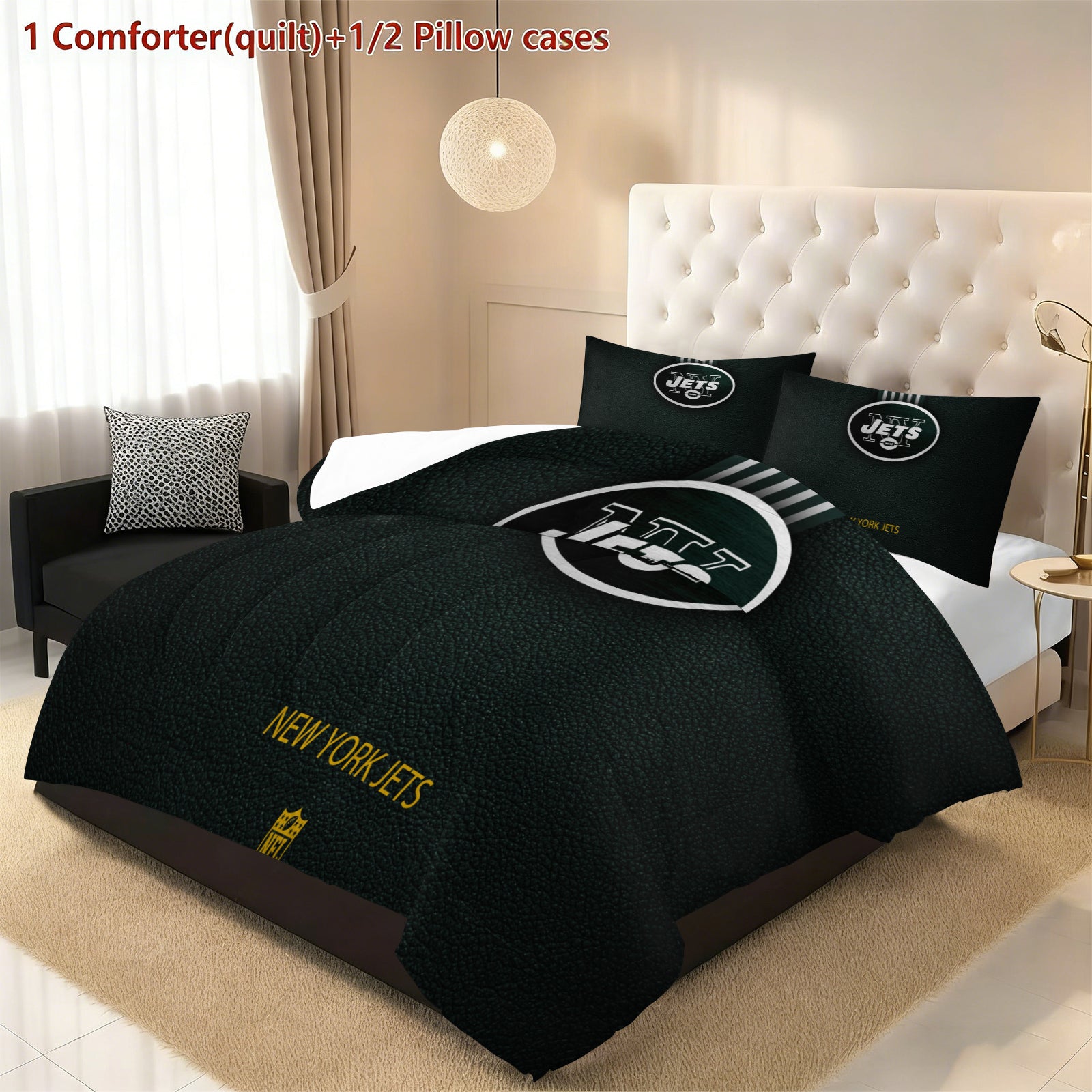 New York Jets Comforter Pillowcase Sets Blanket All Season Reversible Quilted Duvet