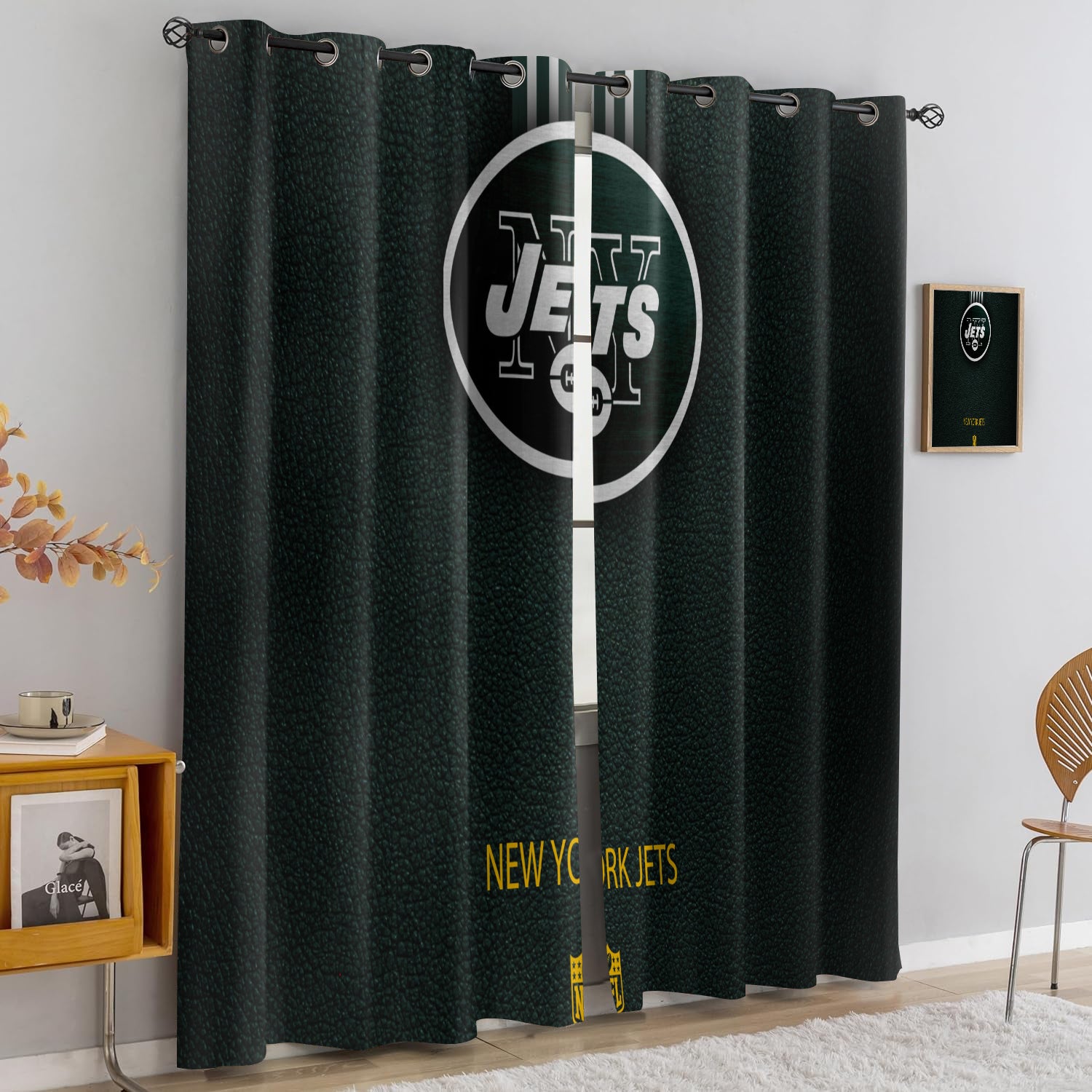 New York Jets Blackout Curtains Drapes For Window Treatment Set