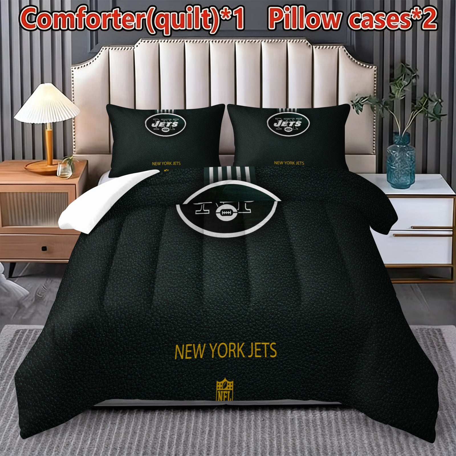 New York Jets Comforter Pillowcase Sets Blanket All Season Reversible Quilted Duvet