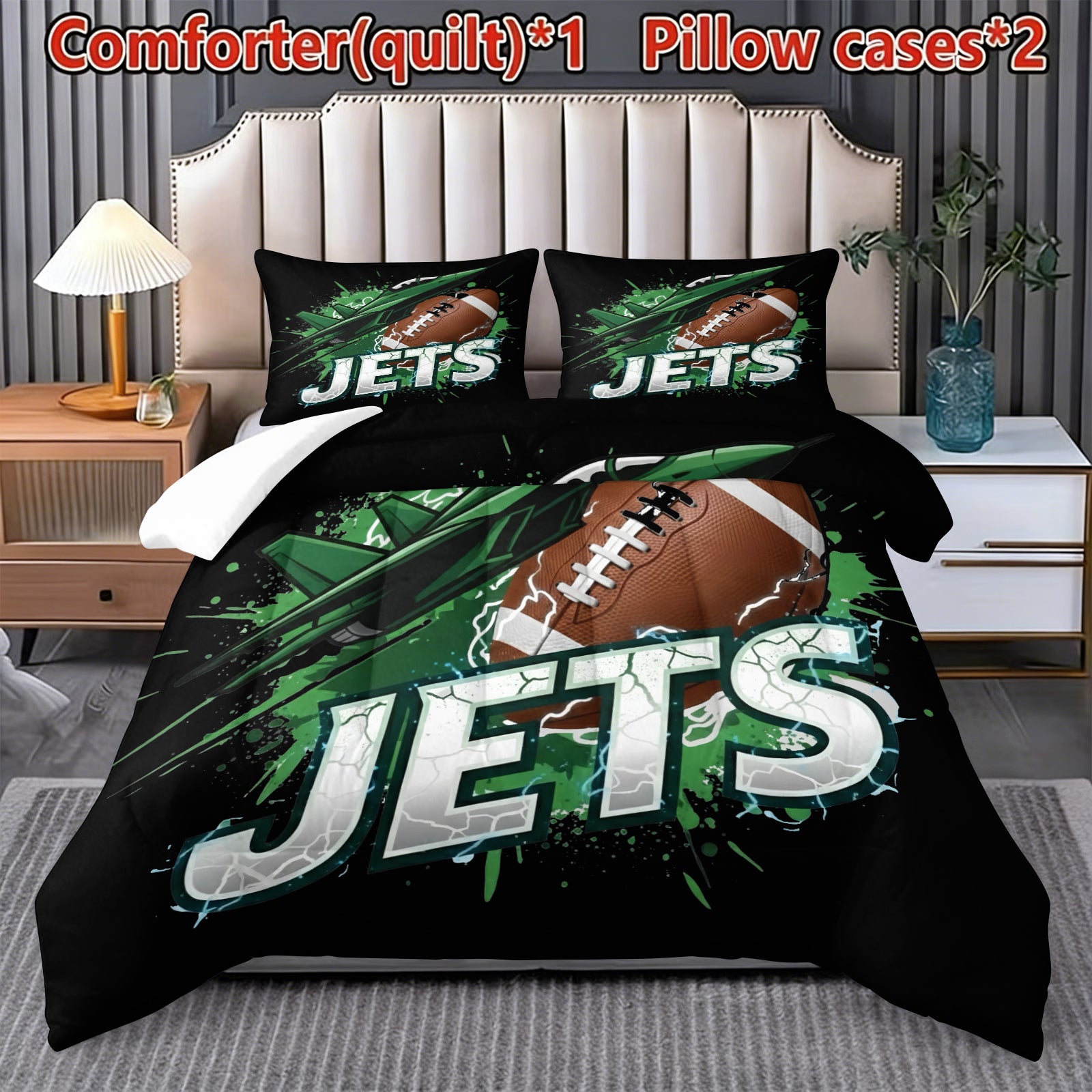 New York Jets Comforter Pillowcase Sets Blanket All Season Reversible Quilted Duvet
