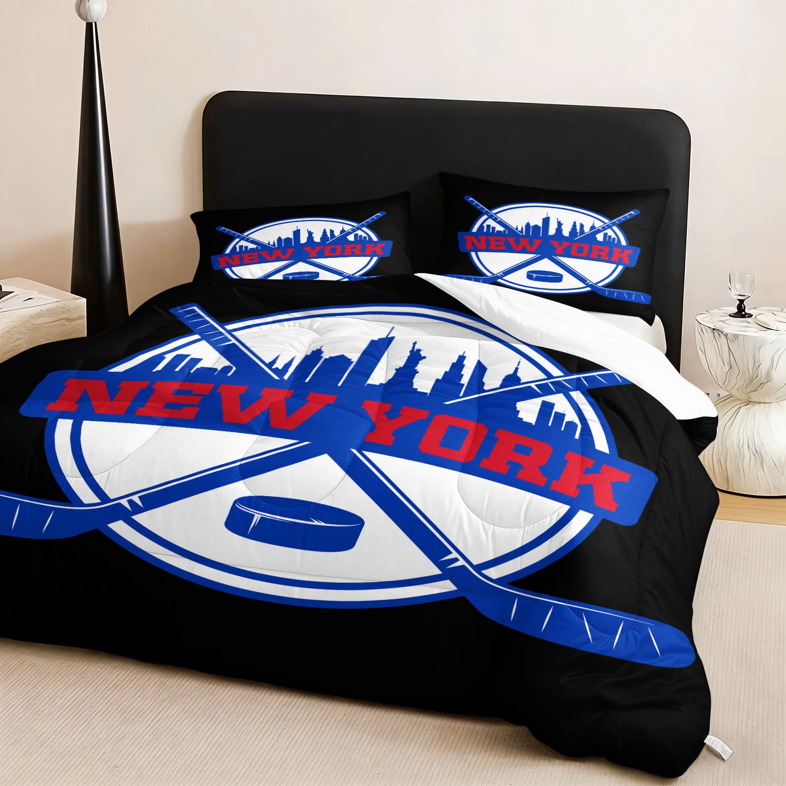 New York Rangers Hockey League Comforter Pillowcase Sets Blanket All Season Reversible Quilted Duvet