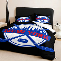 New York Rangers Hockey League Comforter Pillowcase Sets Blanket All Season Reversible Quilted Duvet
