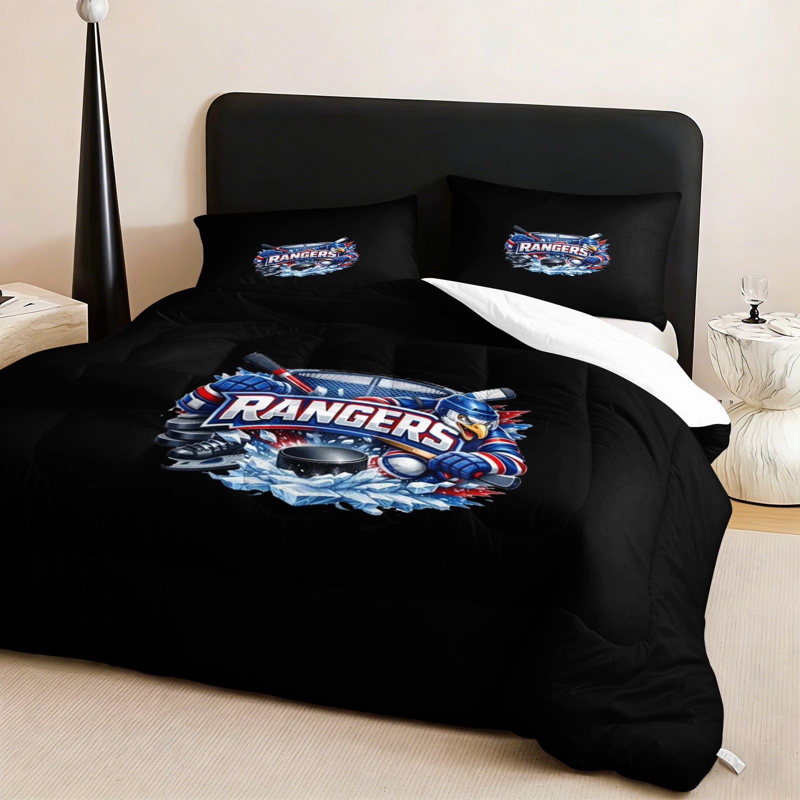 New York Rangers Hockey League Comforter Pillowcase Sets Blanket All Season Reversible Quilted Duvet