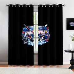 New York Rangers Blackout Curtains Drapes For Window Treatment Set