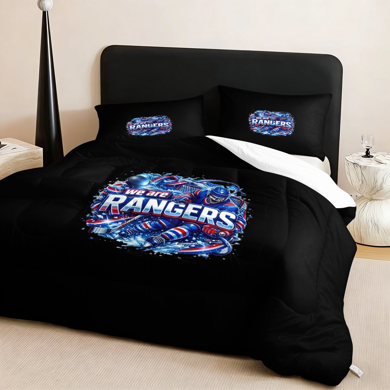 New York Rangers Hockey League Comforter Pillowcase Sets Blanket All Season Reversible Quilted Duvet