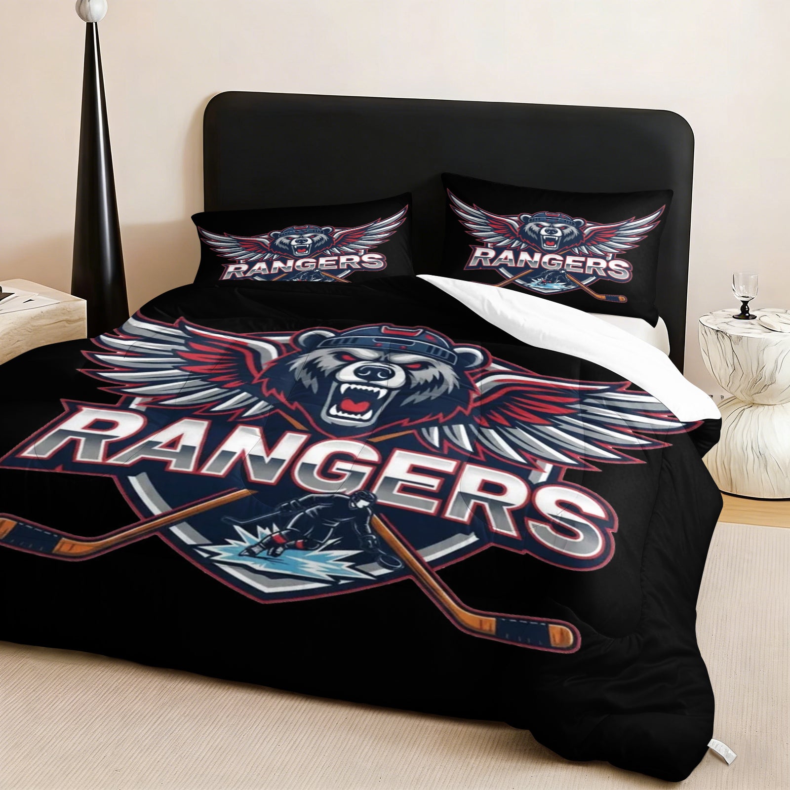 New York Rangers Hockey League Comforter Pillowcase Sets Blanket All Season Reversible Quilted Duvet